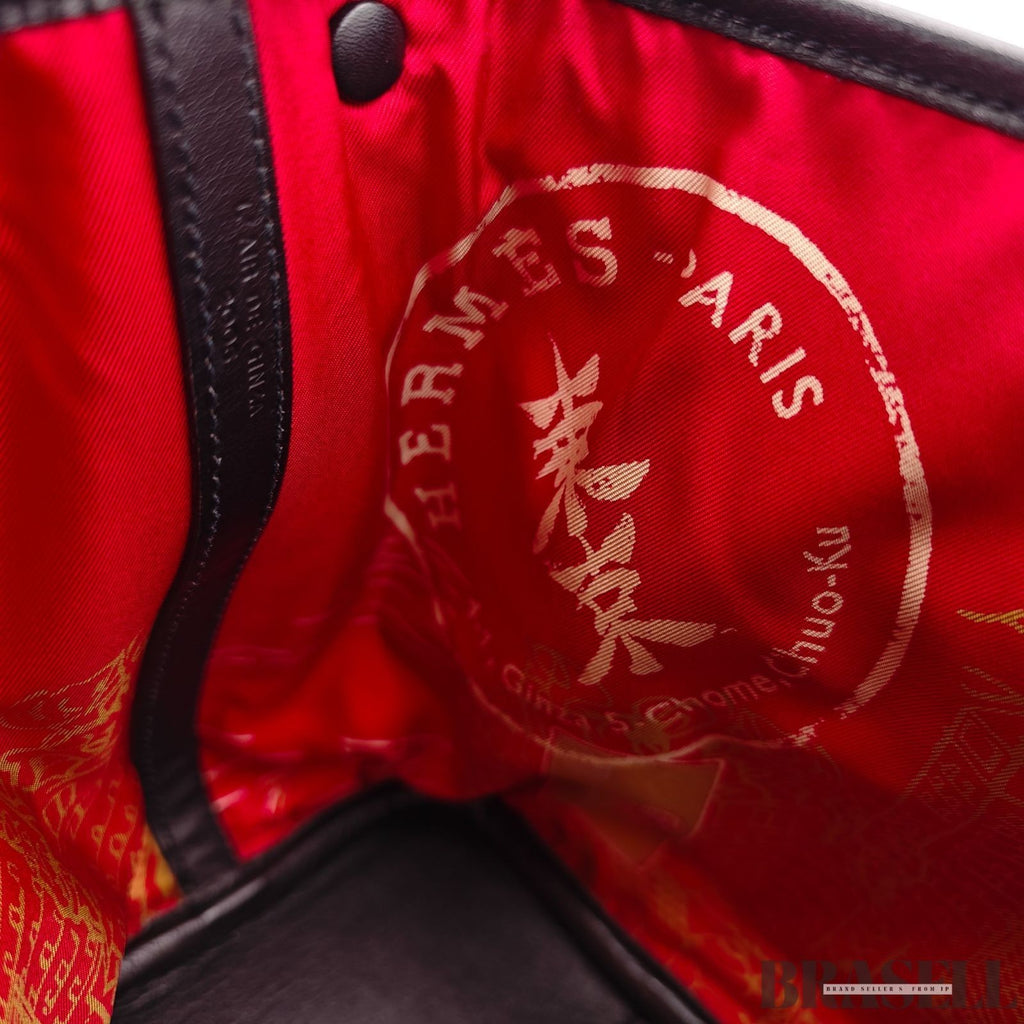 HERMES Garden Party TPM Noir Swift Leather Ginza Limited Edition Handbag Black