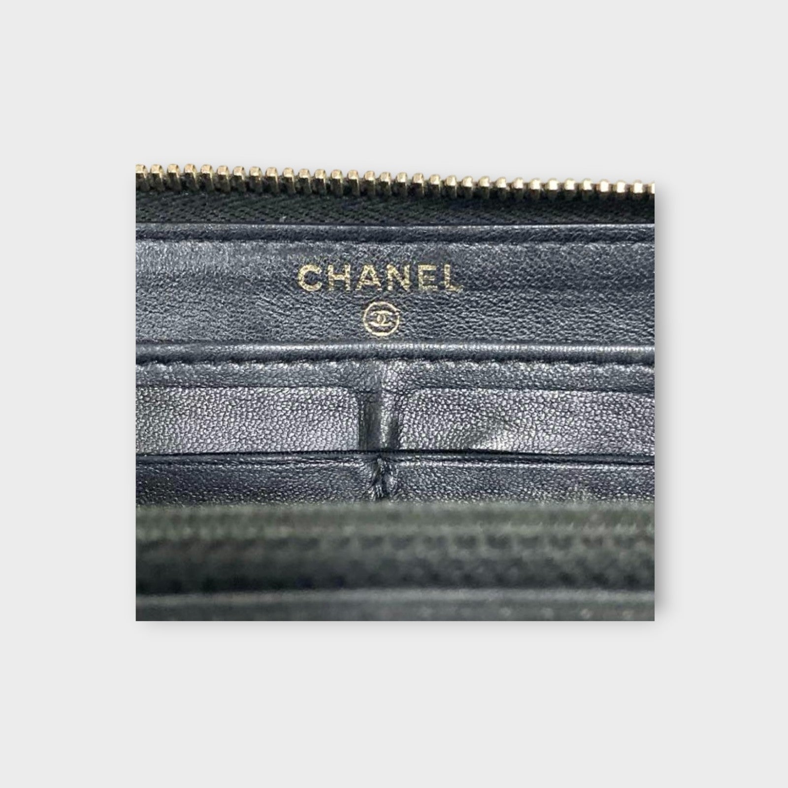 CHANEL Camellia Zippy Long Wallet with Gold Line and Coco Mark