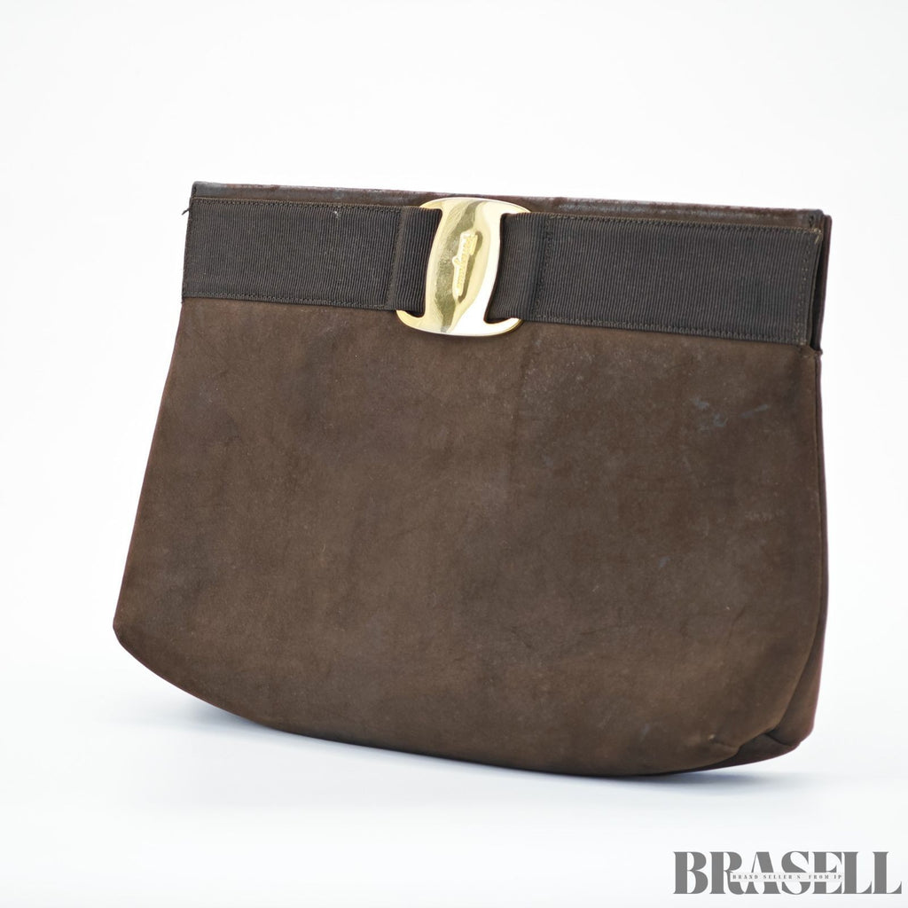 Salvatore Ferragamo Vara Bag Brown Suede Shoulder Bag
