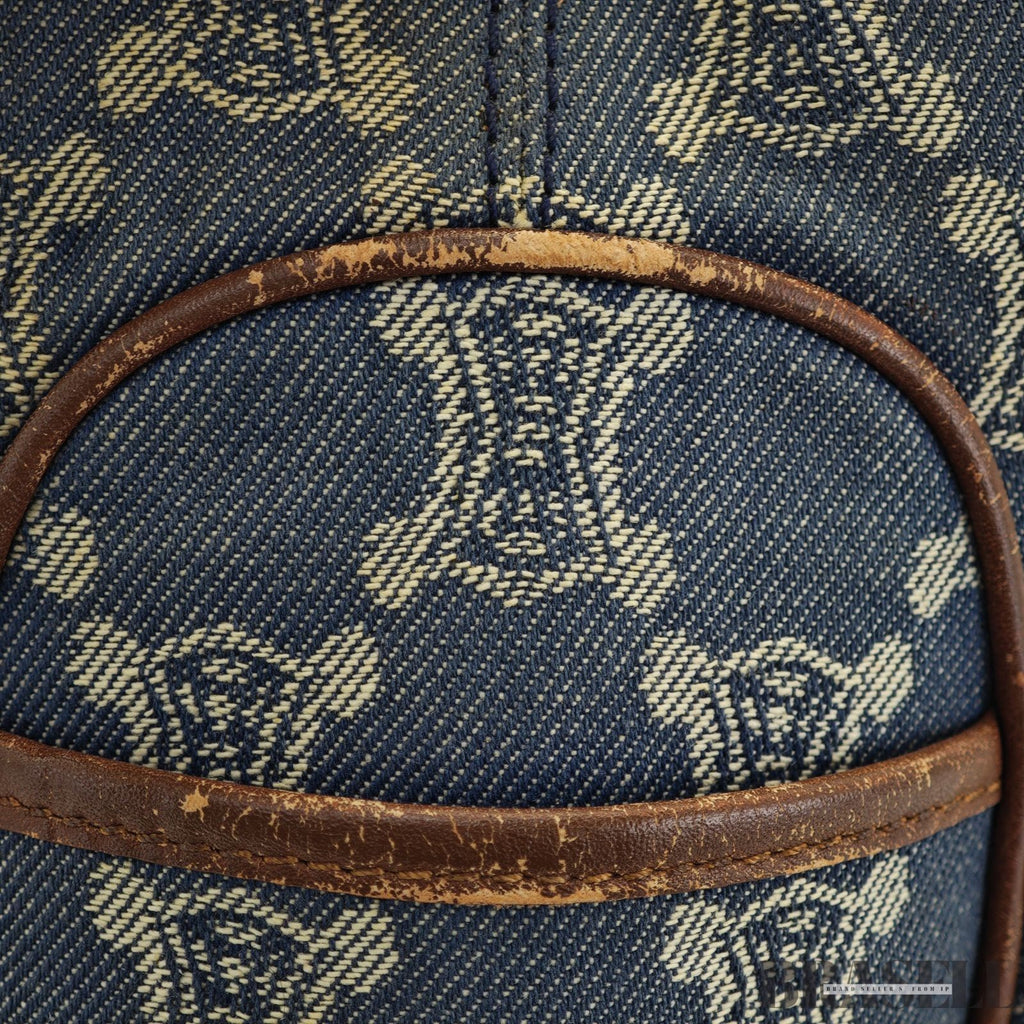 CELINE Macadam Boogie Bag YS00/75 Canvas Handbag in Blue Denim/Brown