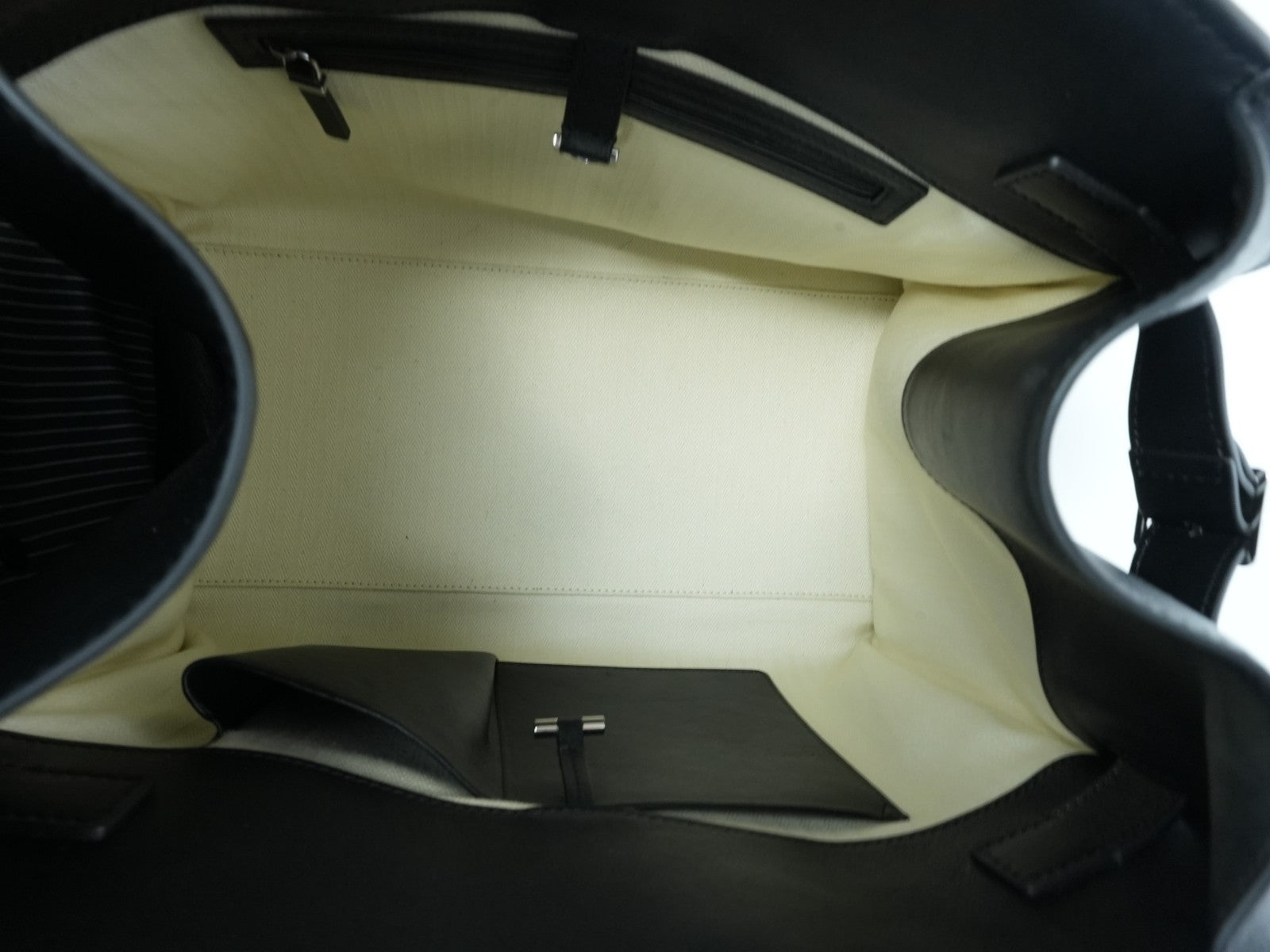 The Row Soft Margaux 15 Bag in Black saddle leather