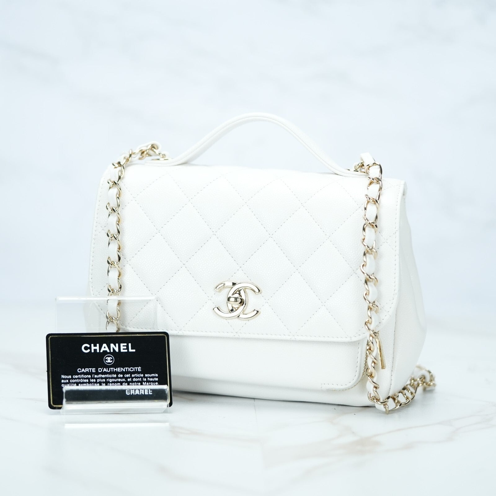 Last Sale CHANEL Matelasse Affinity 2Way Shoulder Bag Caviar calfskin White