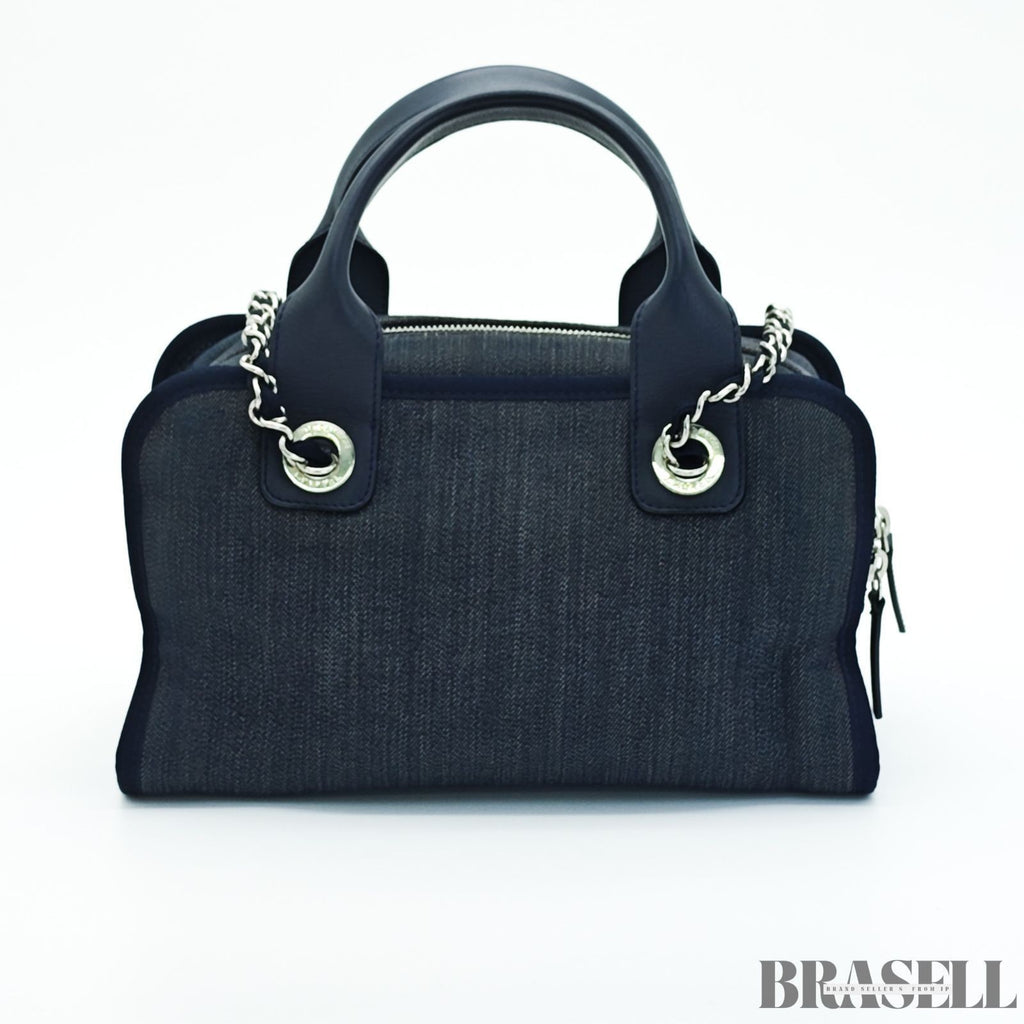 Chanel Deauville Line Bowling Bag A92749 Handbag Chain Tote Bag Denim Blue