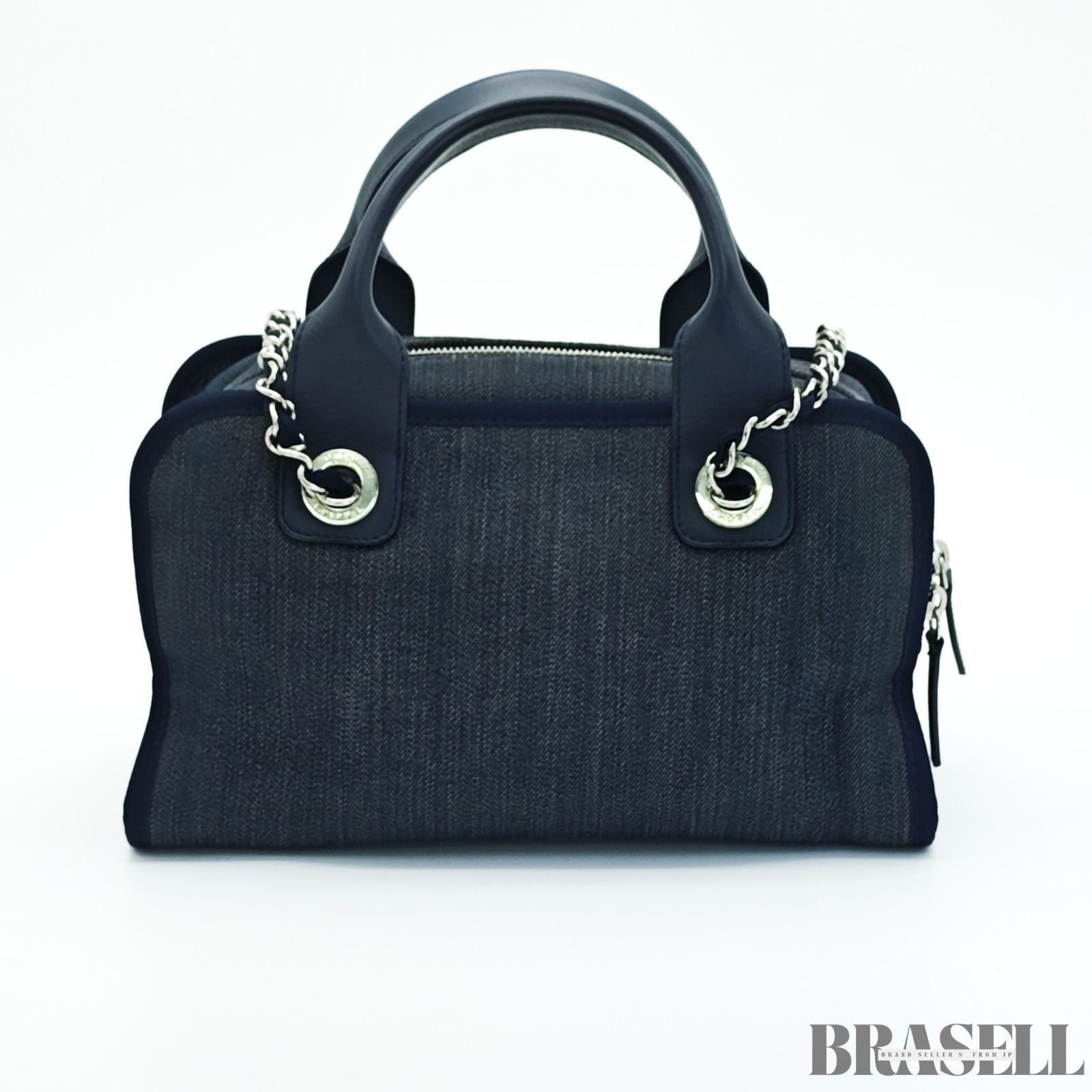 Chanel Deauville Line Bowling Bag A92749 Handbag Chain Tote Bag Denim Blue