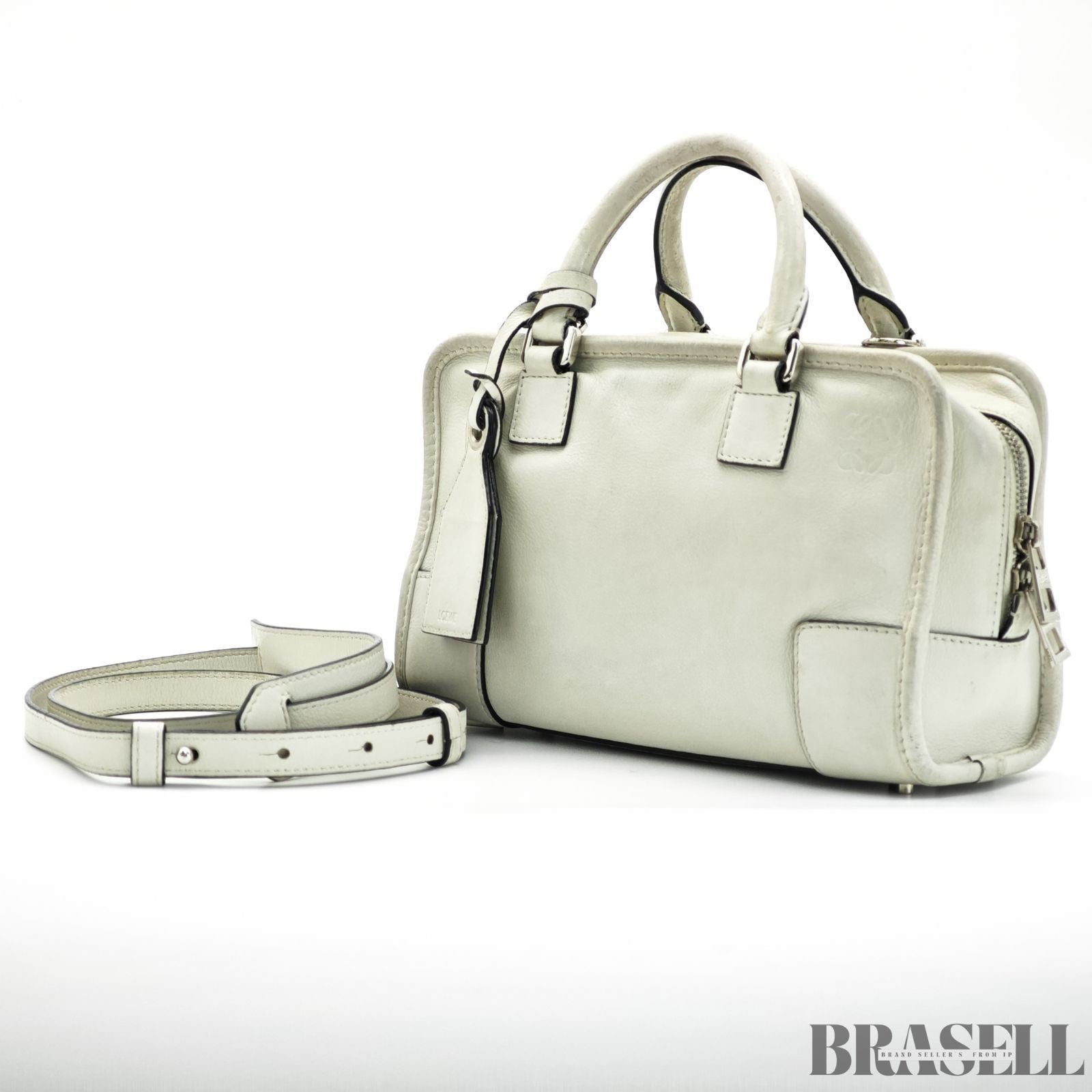 Loewe Amazona 23 A039N07X02 Handbag Shoulder Bag 2Way Pearl Gray Leather