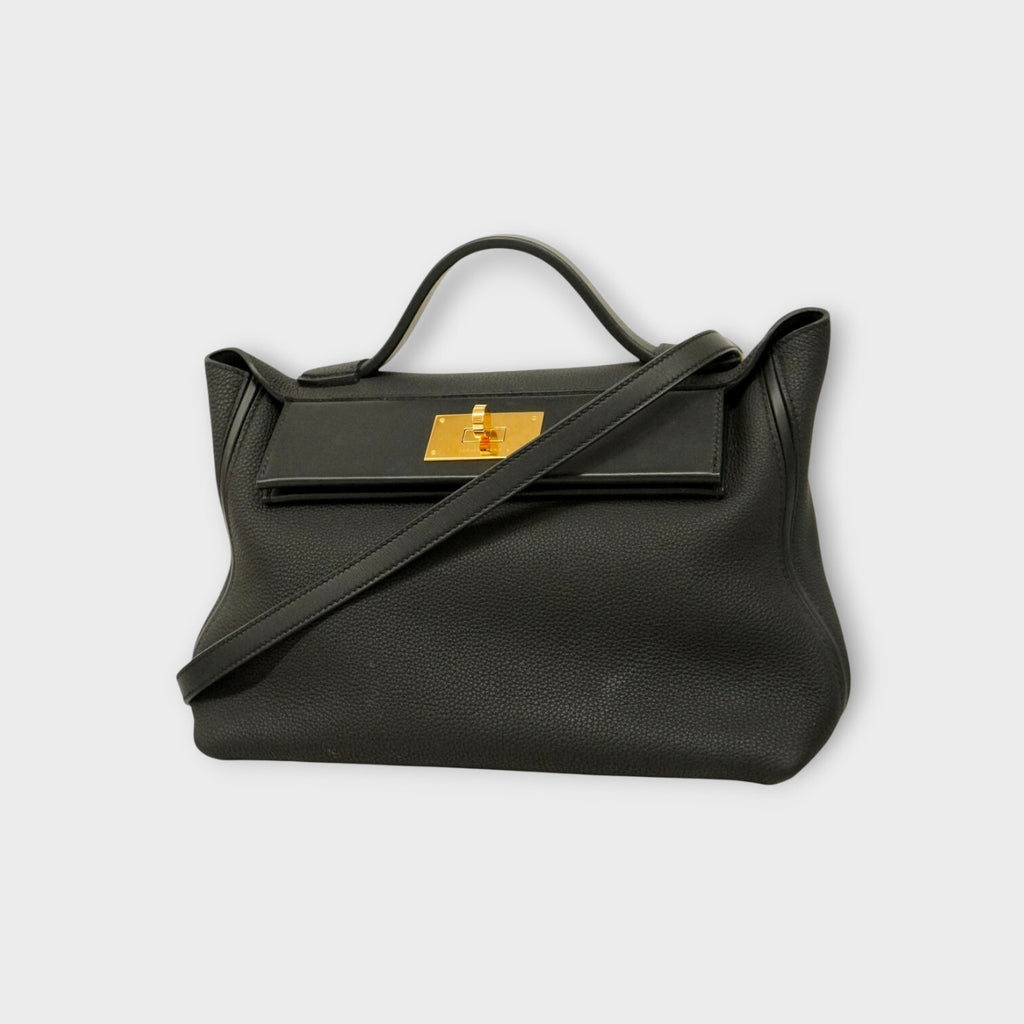 Hermès Handbag Vingt Quatre 29 Togo Black Gold Hardware Y Stamp 【A】