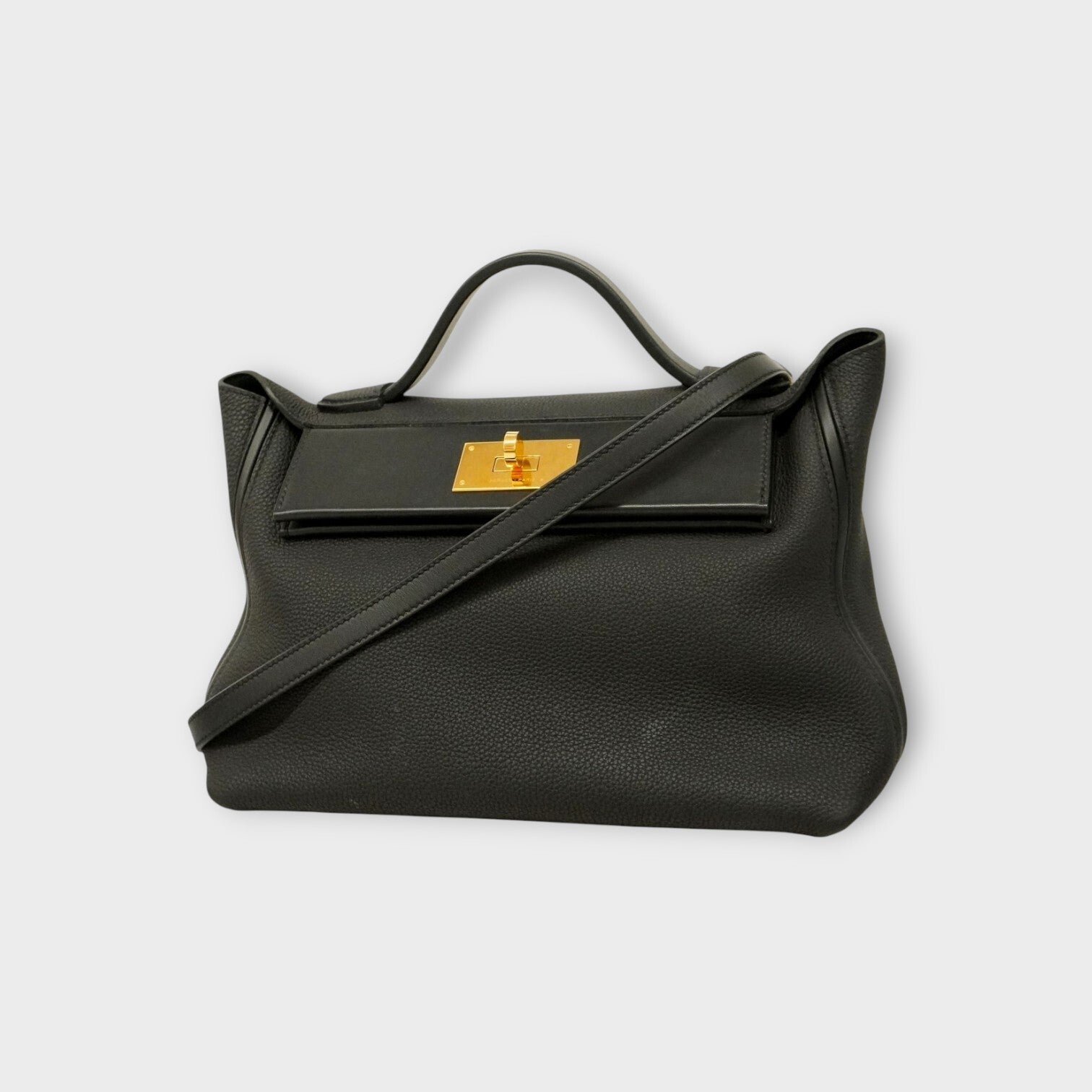 Hermès Handbag Vingt Quatre 29 Togo Black Gold Hardware Y Stamp 【A】