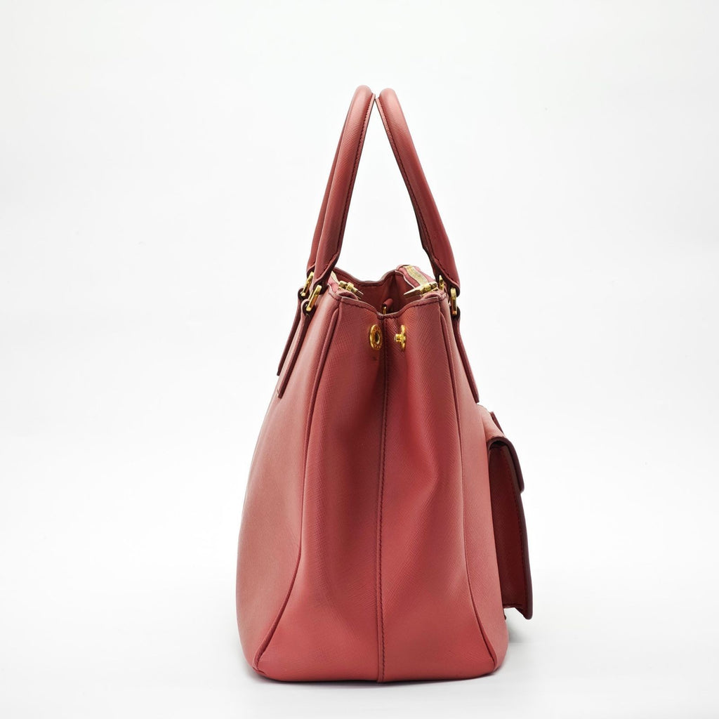 PRADA Saffiano Leather Galleria 2-Way Handbag/Tote Bag Pink with Shoulder Strap