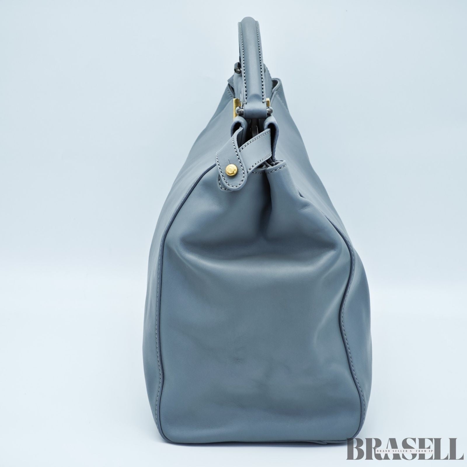 FENDI Peekaboo Large Gray Leather Handbag Shoulder Bag w/ Dust Bag Women's