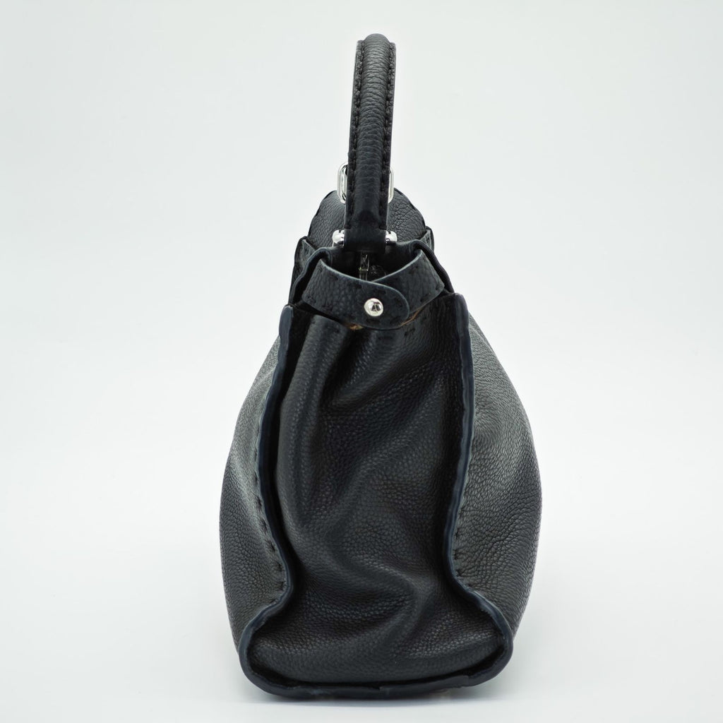 FENDI Selleria Peekaboo Handbag Tote Bag 8BN290 Leather Black