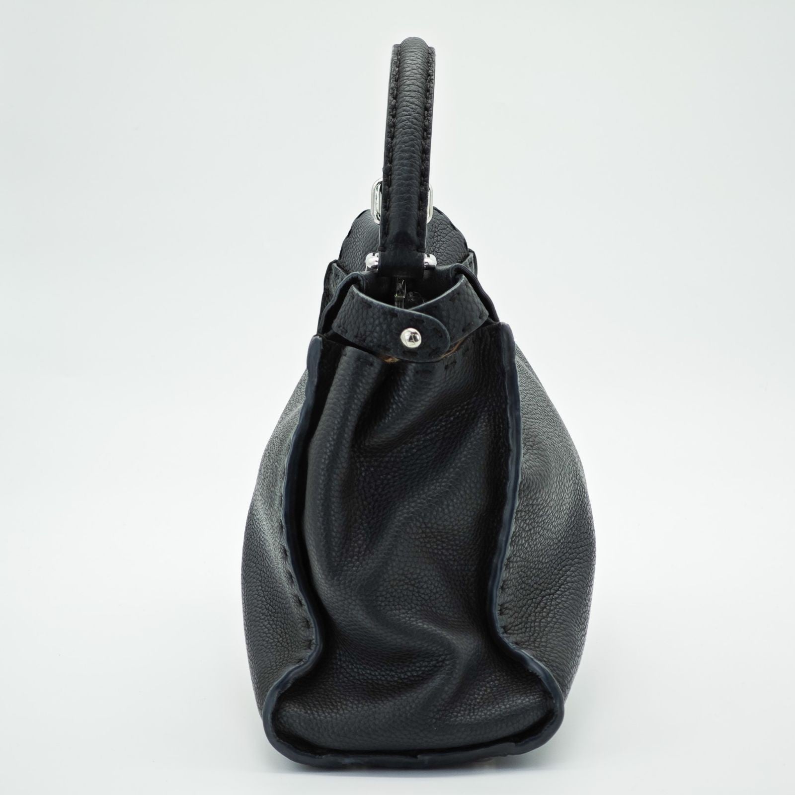 FENDI Selleria Peekaboo Handbag Tote Bag 8BN290 Leather Black