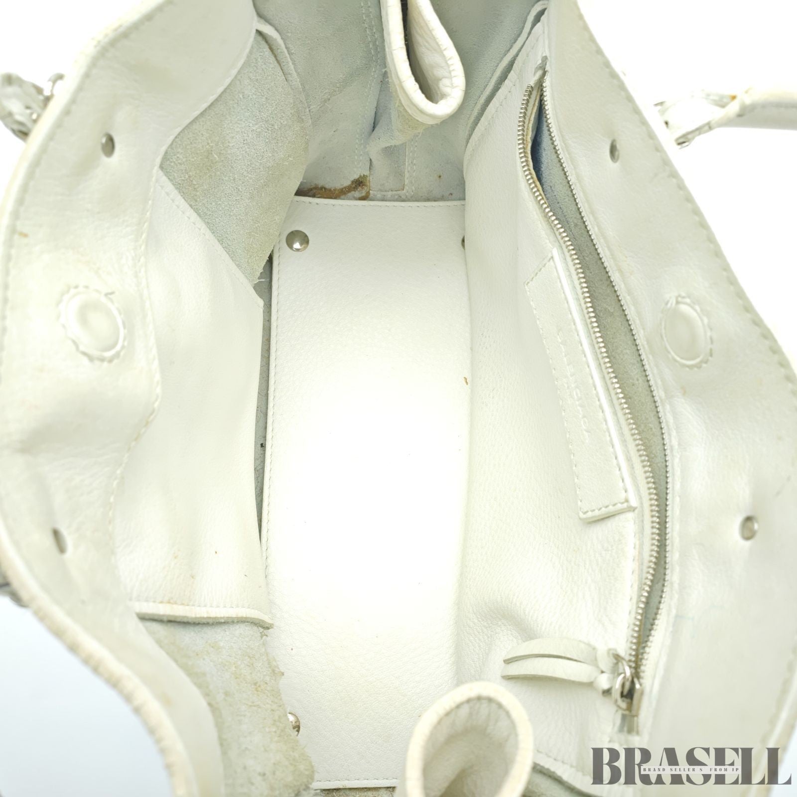 BALENCIAGA 2-Way Handbag Shoulder Bag Paper A4 370926 Ivory Women's
