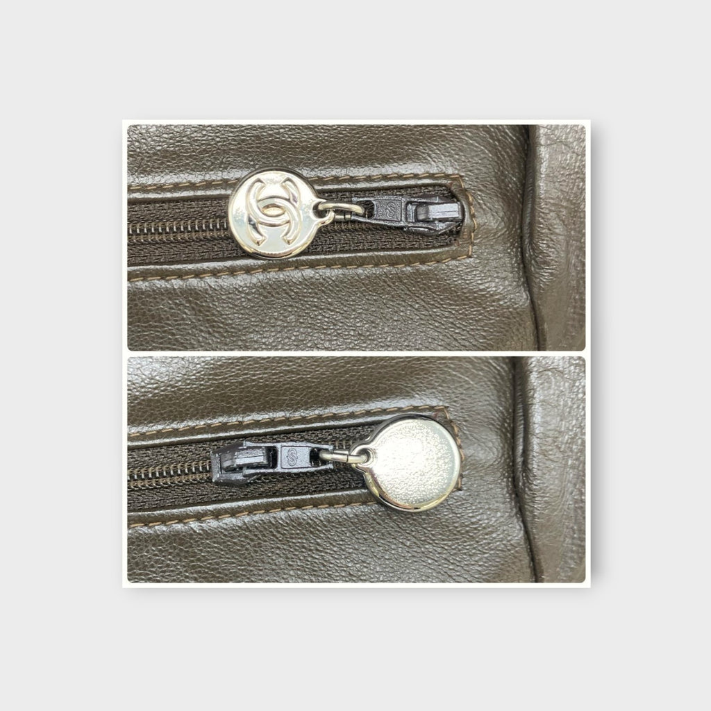 CHANEL Coco Mark Matelassé Suede Chain Shoulder Bag Brown Silver Hardware 【B】