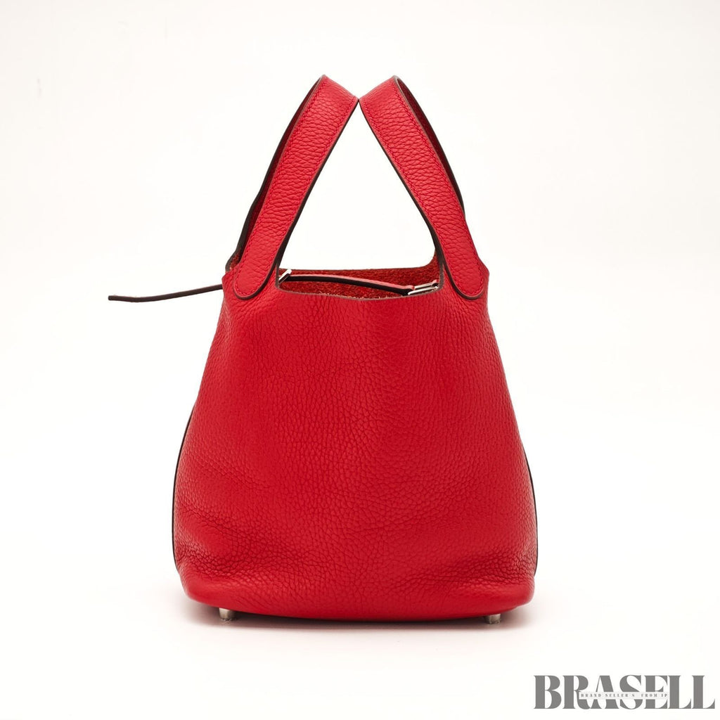Hermes Picotin Lock PM Rouge De Coeur Bucket Bag With Box Dust Bag Padlock Key