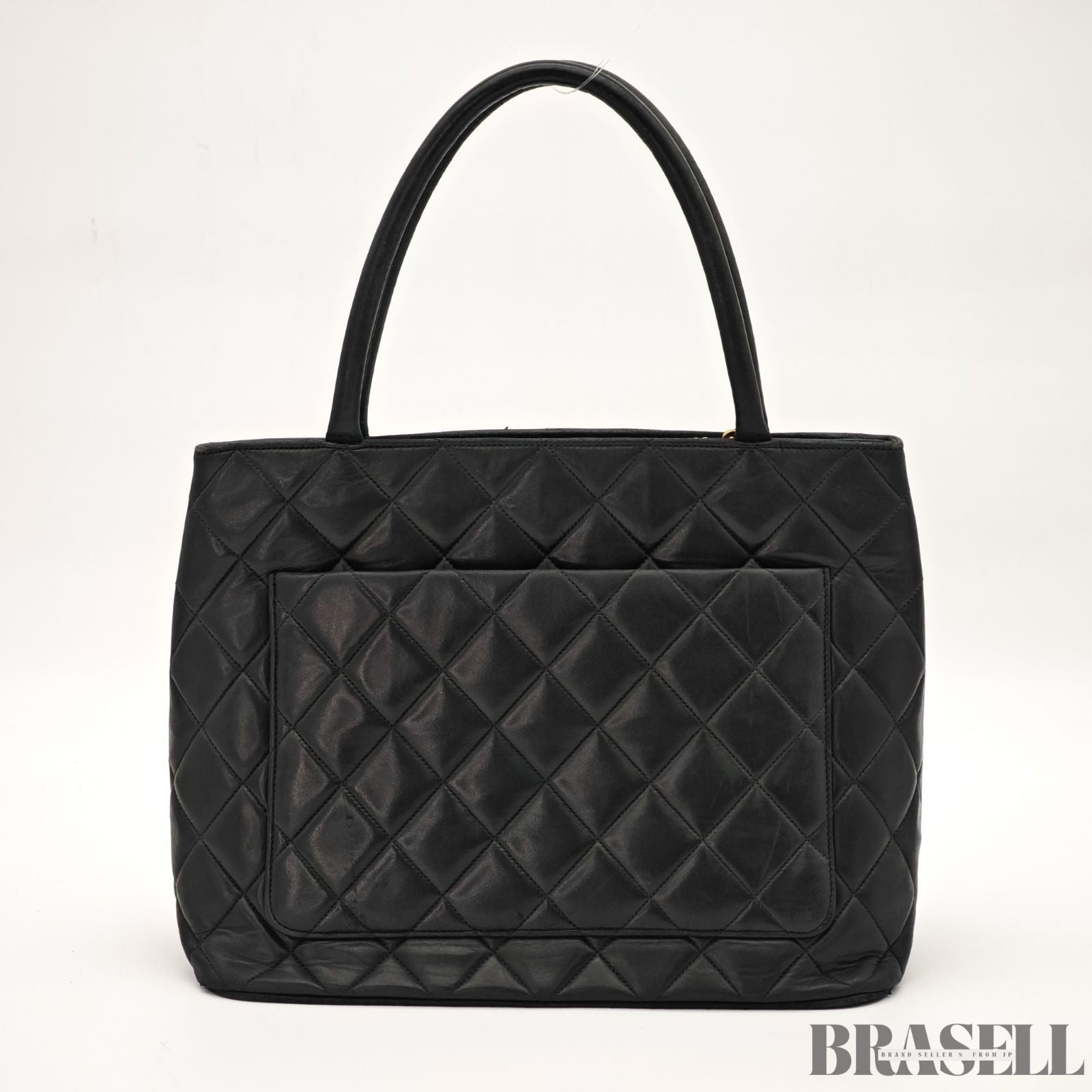 CHANEL Caviar Skin Black Tote Bag Handbag CC Logo with Warranty Card
