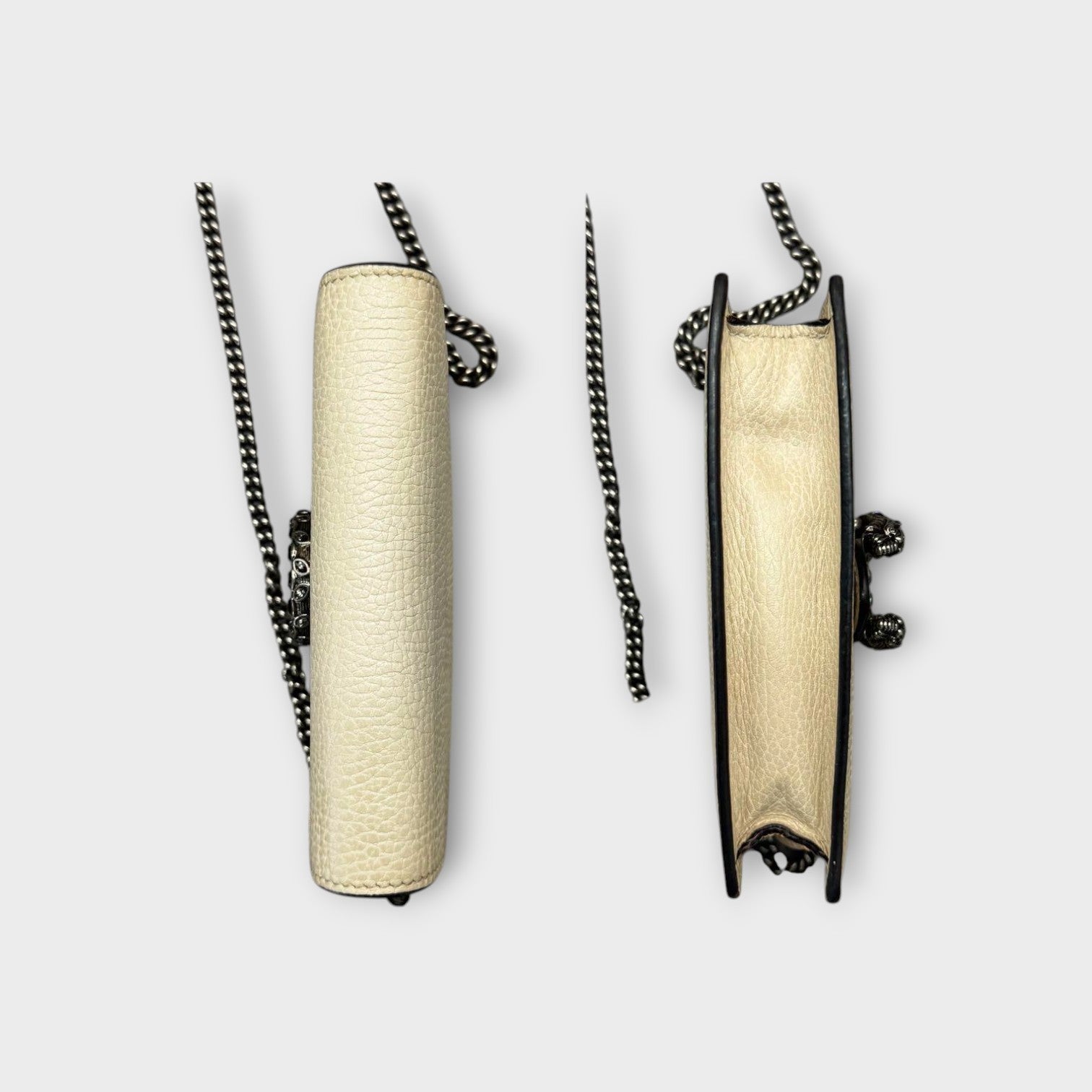 Gucci Dionysus Chain Shoulder Bag Leather Ivory Silver Hardware【A】