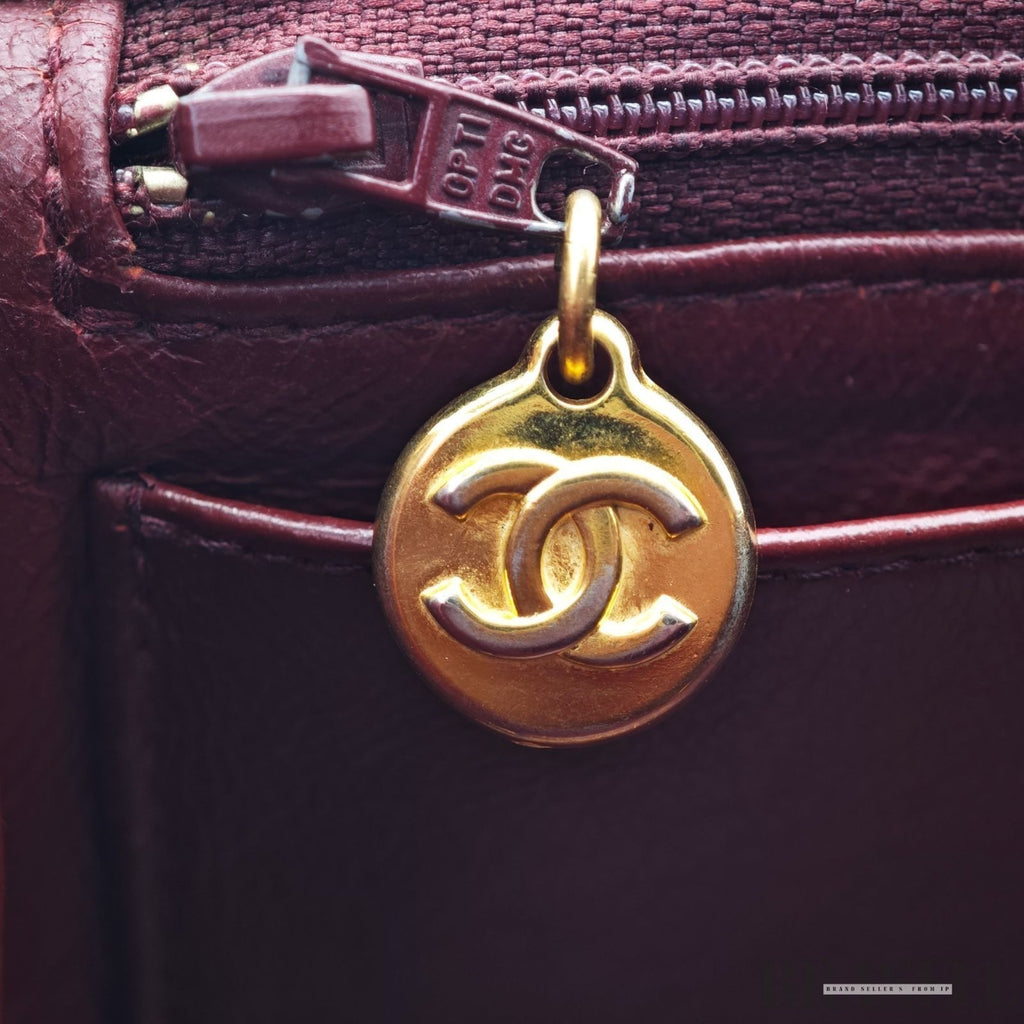 Chanel Matelassé Coco Mark Diana Shoulder Bag Flap Compact Black Leather Women