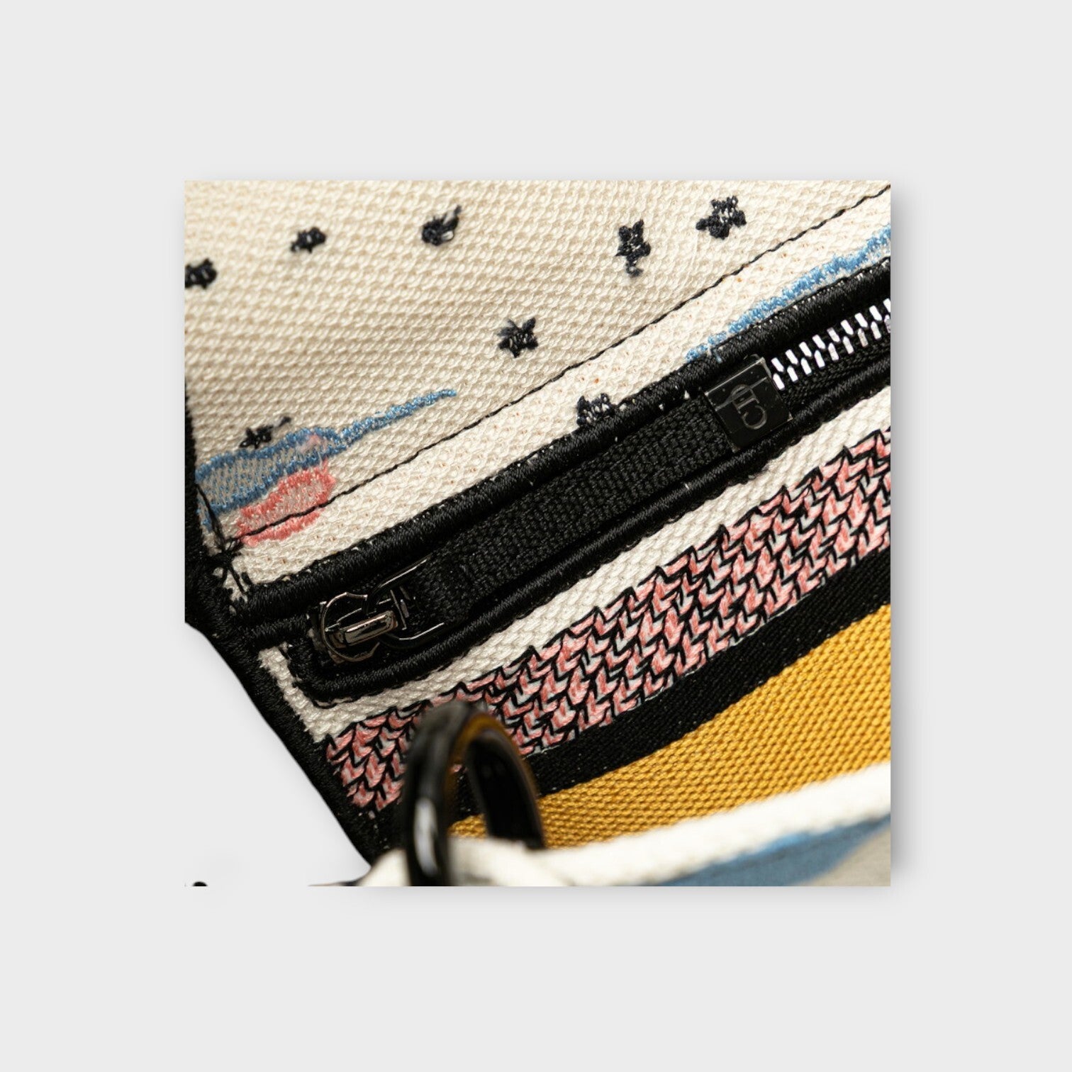 Dior Lady D-Lite Medium Handbag Shoulder Bag 2Way White Multicolor Canvas 【A】