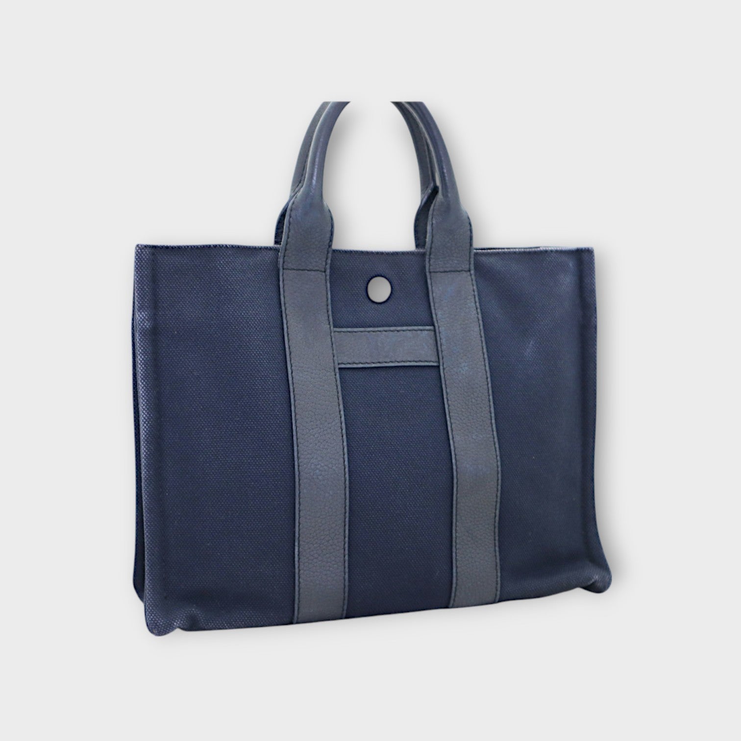 Hermès Handbag Sac Arné PM Canvas Leather Navy【A】