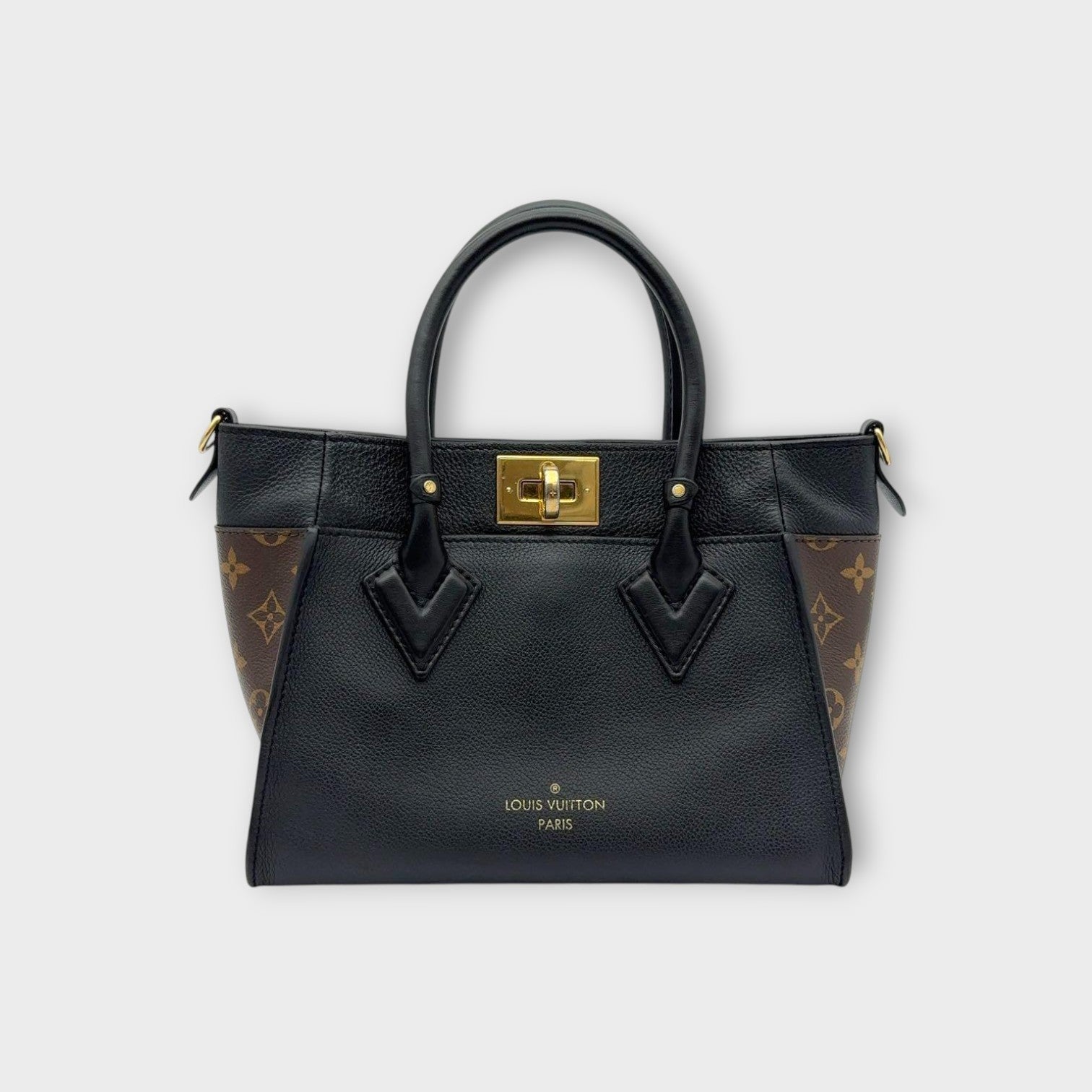 Louis Vuitton On My Side PM M57728 2Way Handbag Monogram Noir Leather PVC 【A】