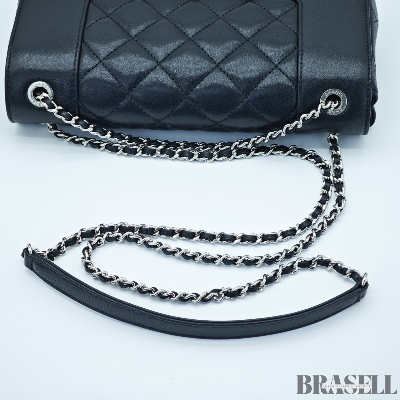 CHANEL Mademoiselle Vintage Double Flap W A93083 Chain Shoulder Bag Black