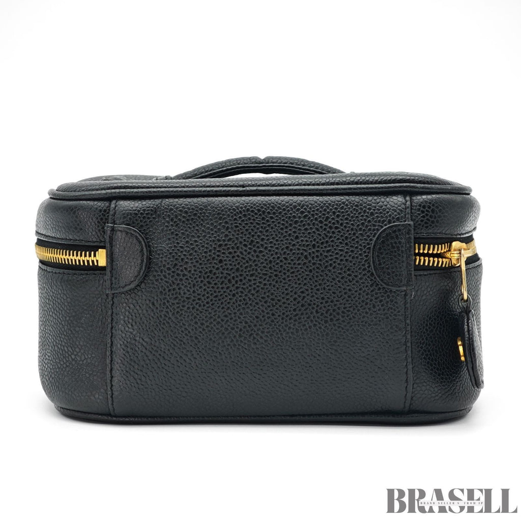 CHANEL Coco Mark Vanity Bag Mini Black Cosmetic Bag Women's