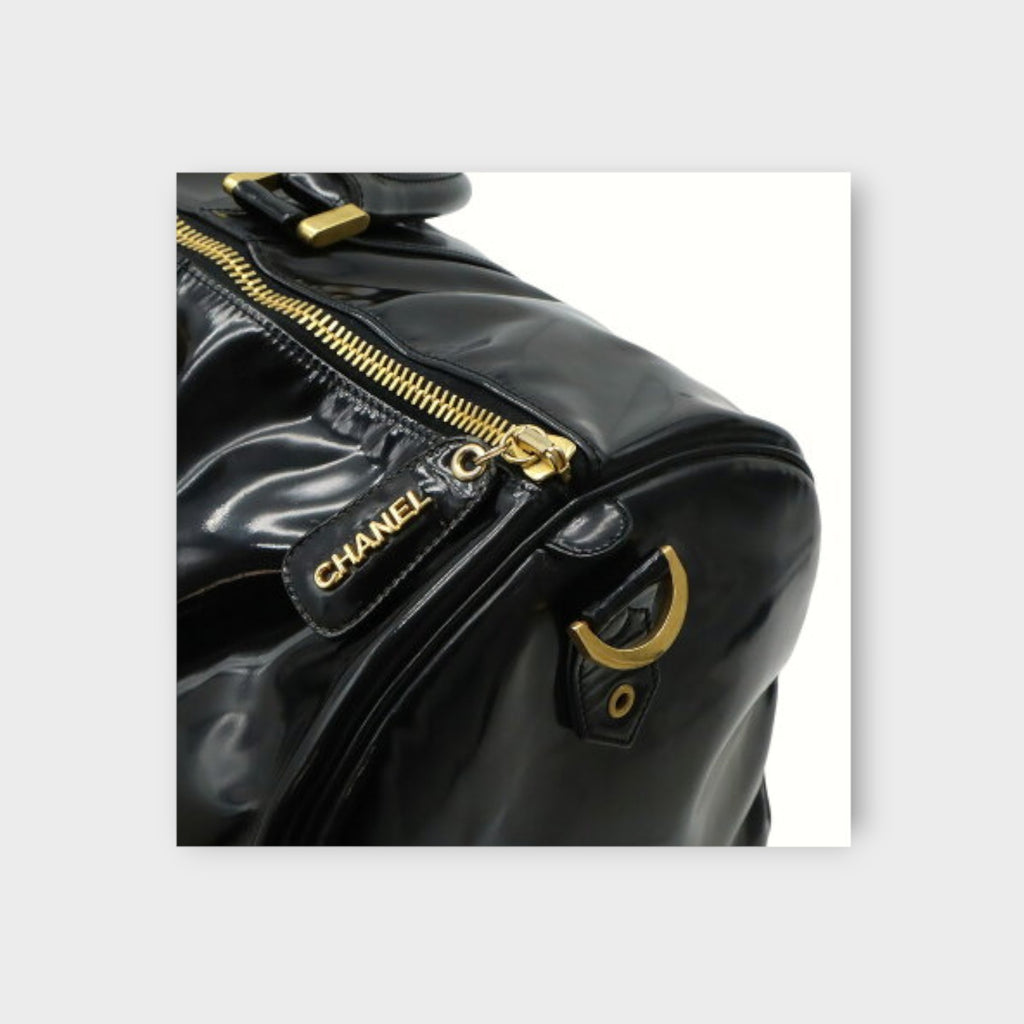 Chanel Coco Mark Boston Bag Black Travel Bag【B】
