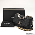 CHANEL 19 Matelasse 2way Chain Shoulder Bag Handbag AS1160 Leather Black