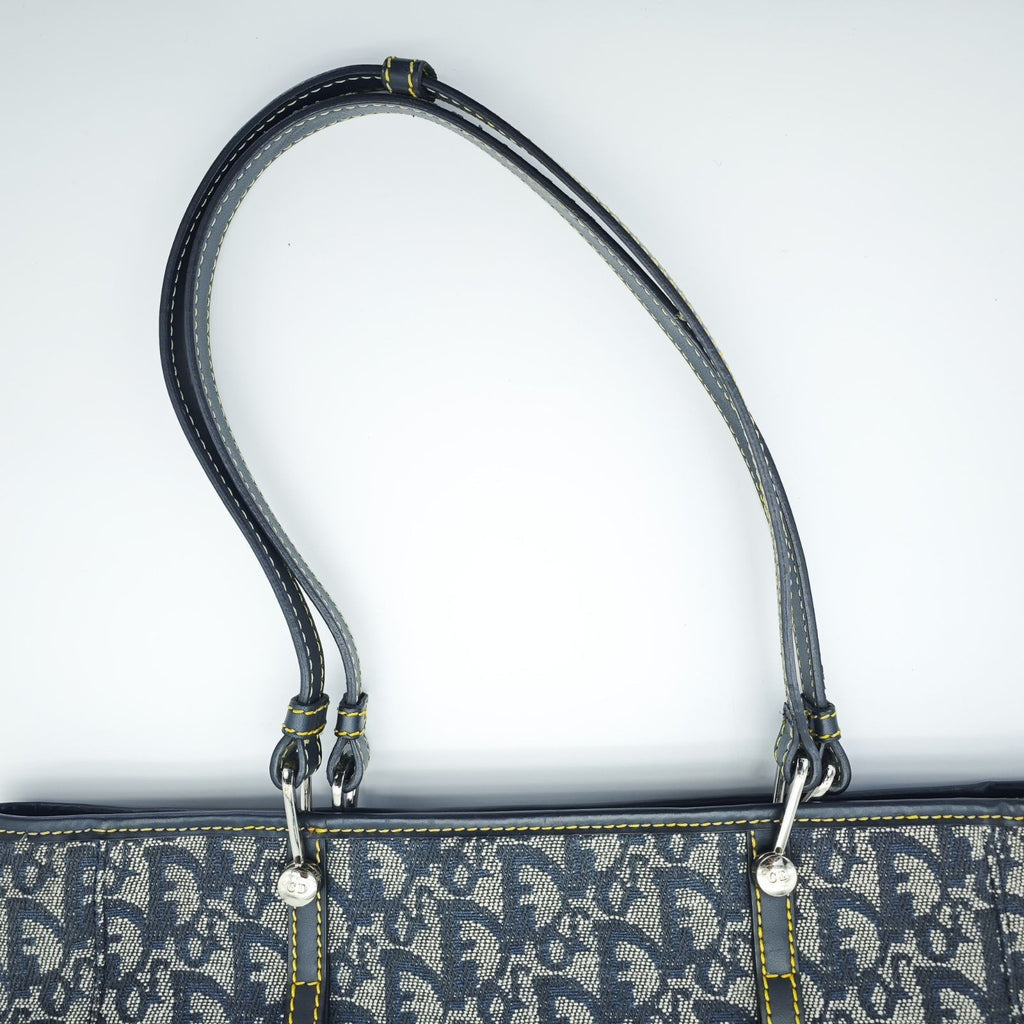 Dior Trotter Tote Bag Canvas and Leather Navy Color