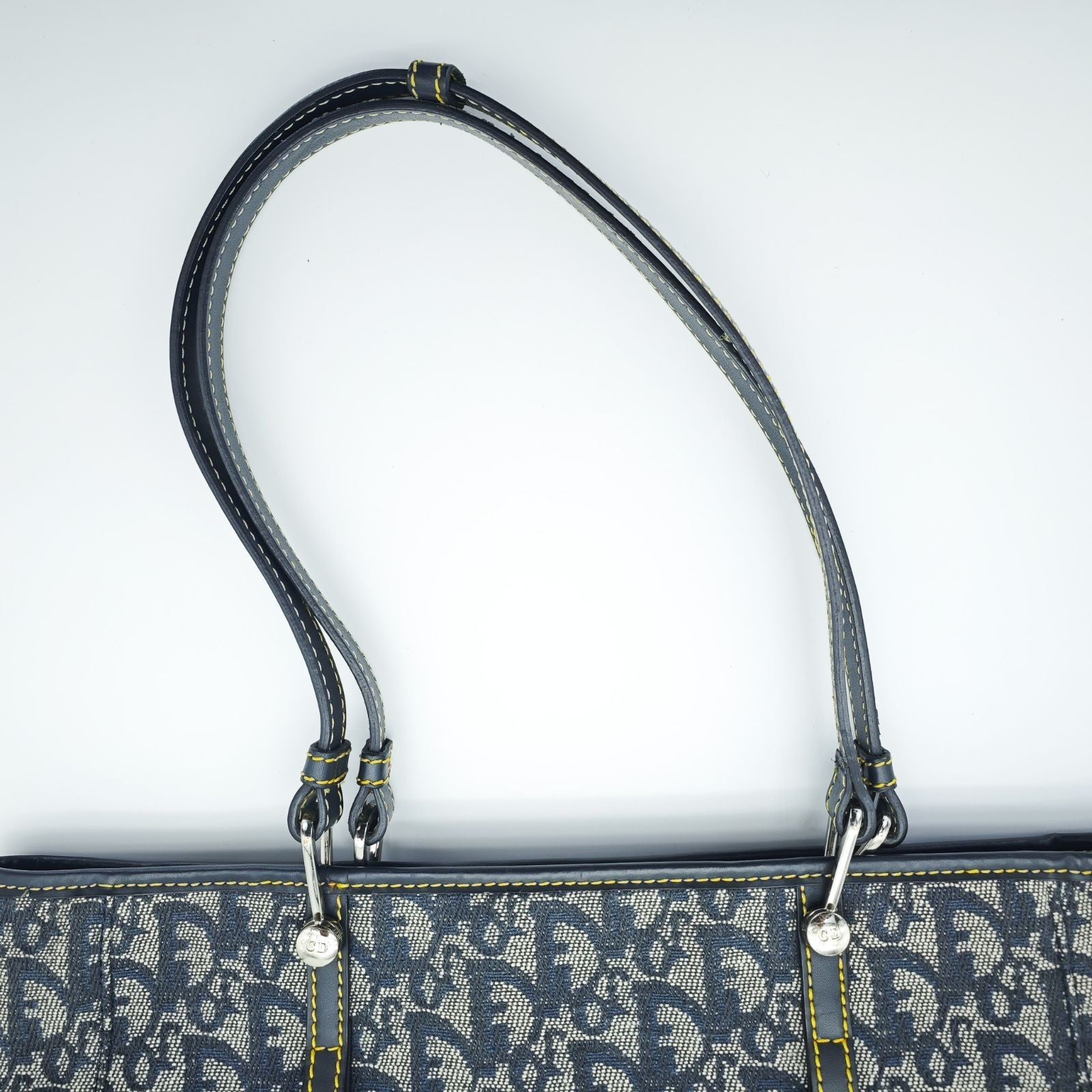 Dior Trotter Tote Bag Canvas and Leather Navy Color
