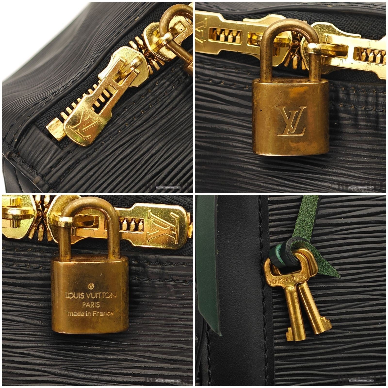 Louis Vuitton Epi Keepall 50 M42962 Boston Bag Travel Black Unisex w/Padlock Key