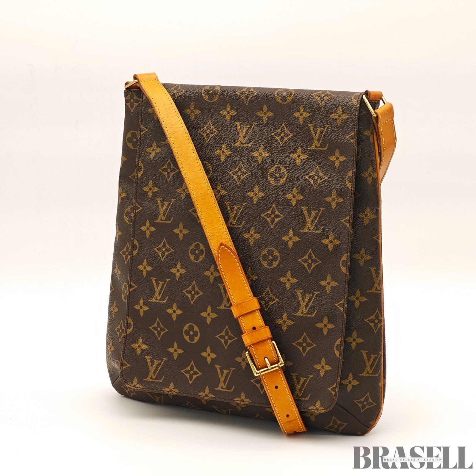 LOUIS VUITTON Musette M51256 Shoulder Bag Brown Monogram Canvas Vertical Women's