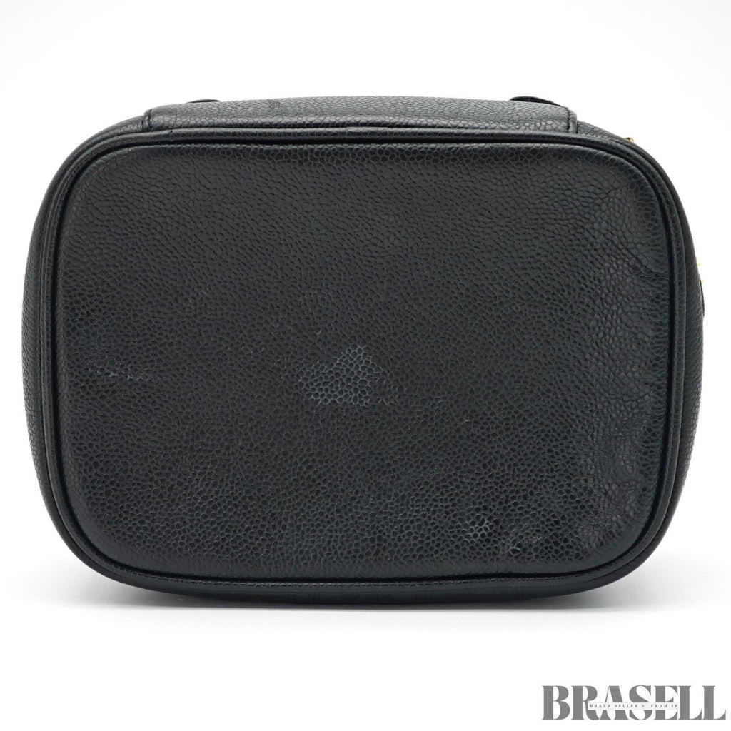 CHANEL Coco Mark Vanity Bag Mini Black Cosmetic Bag Women's