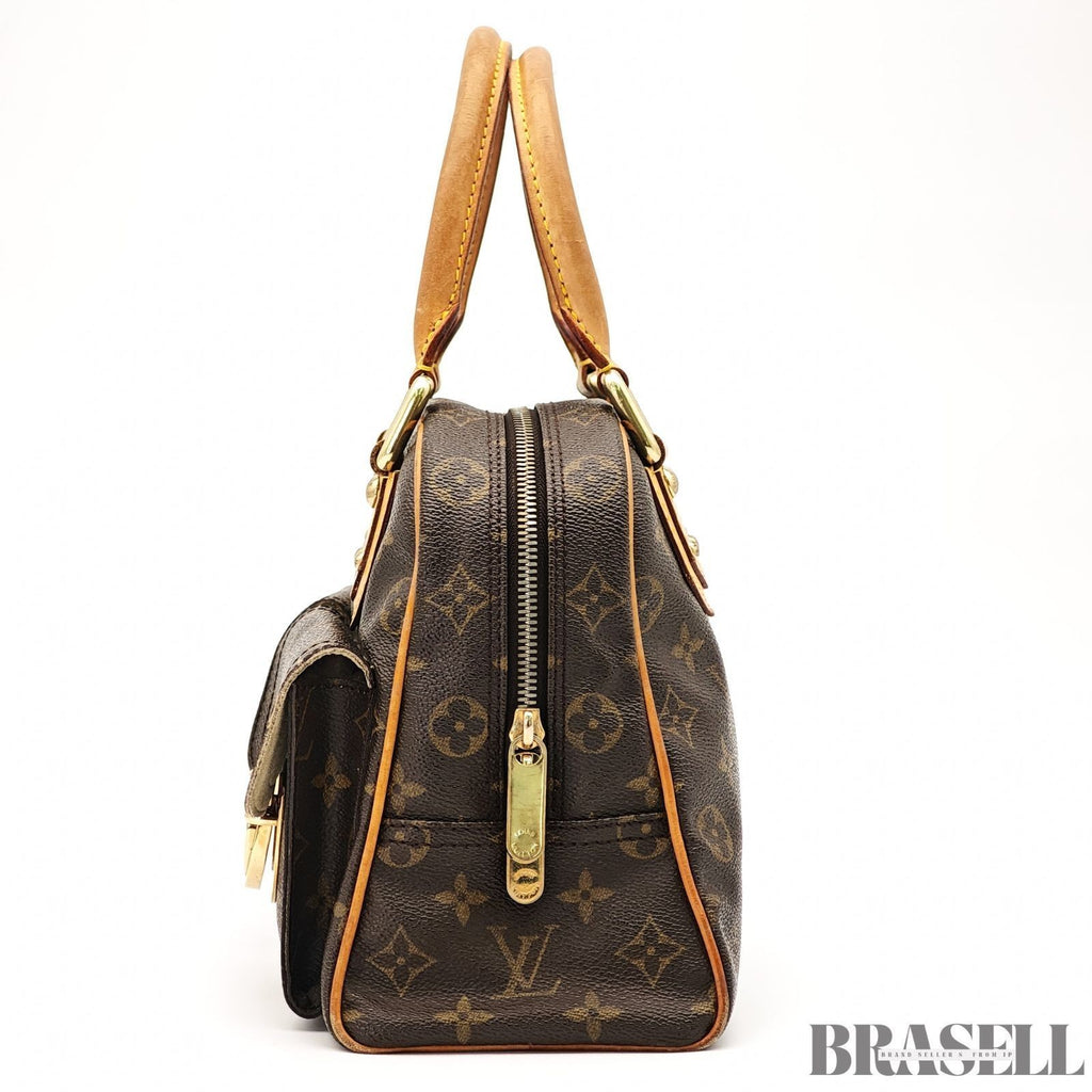 Louis Vuitton Manhattan PM M40026 Monogram Canvas Handbag Bag Pockets Brown