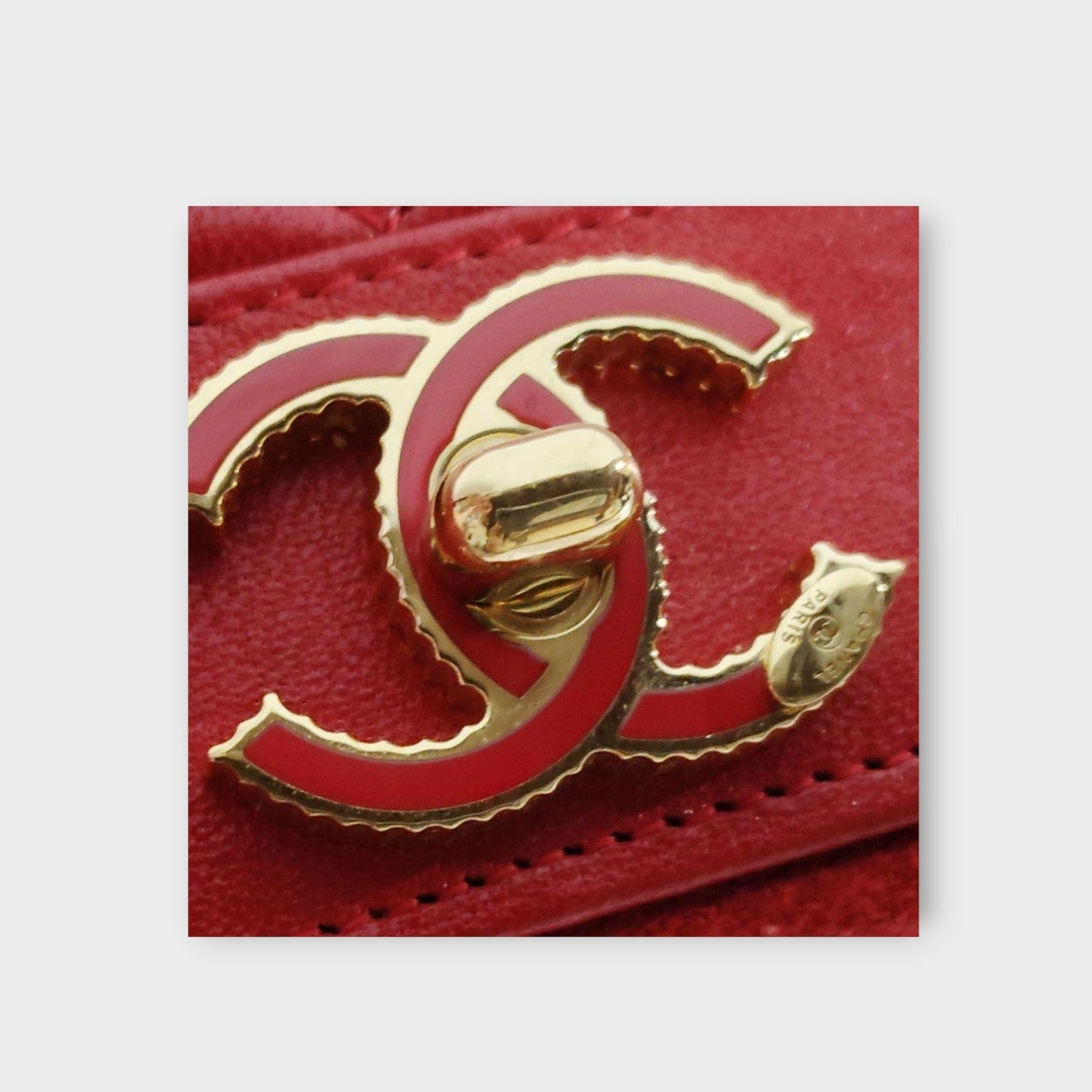CHANEL Mademoiselle Long Wallet Matelassé Design Coco Mark Passionate Deep Red
