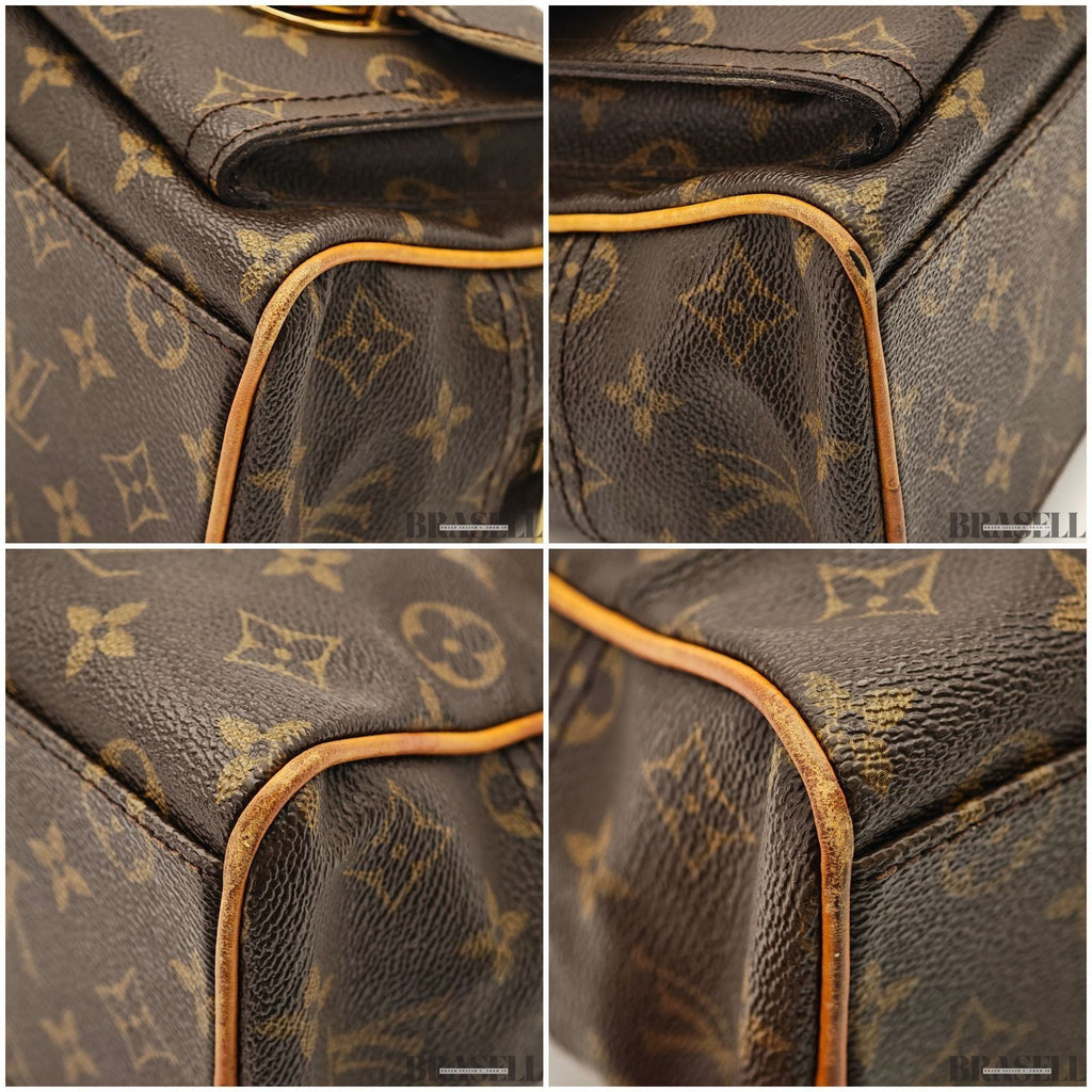 Louis Vuitton Manhattan PM M40026 Monogram Canvas Handbag Bag Pockets Brown