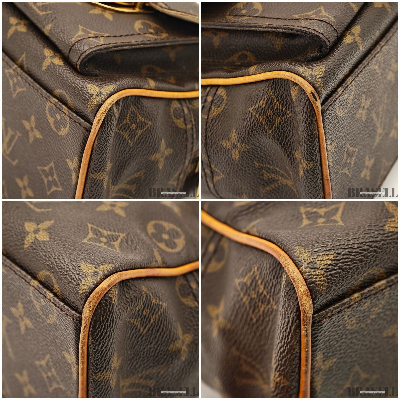 Louis Vuitton Manhattan PM M40026 Monogram Canvas Handbag Bag Pockets Brown