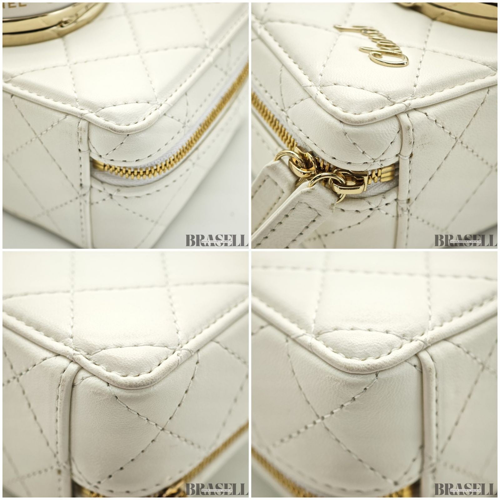 Chanel Matelassé Camera Bag AS4817 Shoulder Bag Compact With Mirror White