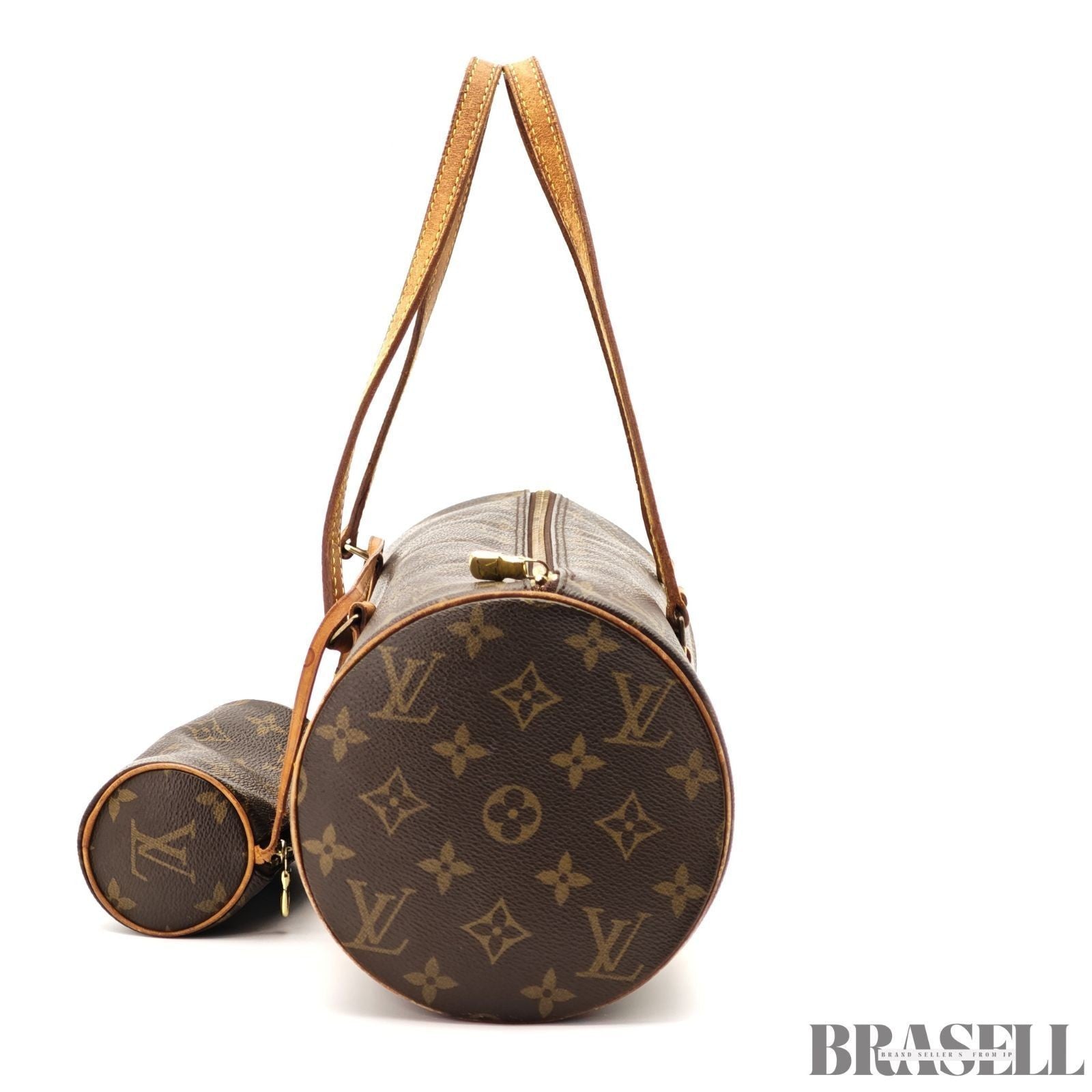 LOUIS VUITTON Papillon 30 M51385 Mini Boston Handbag Brown Monogram Canvas Pouch
