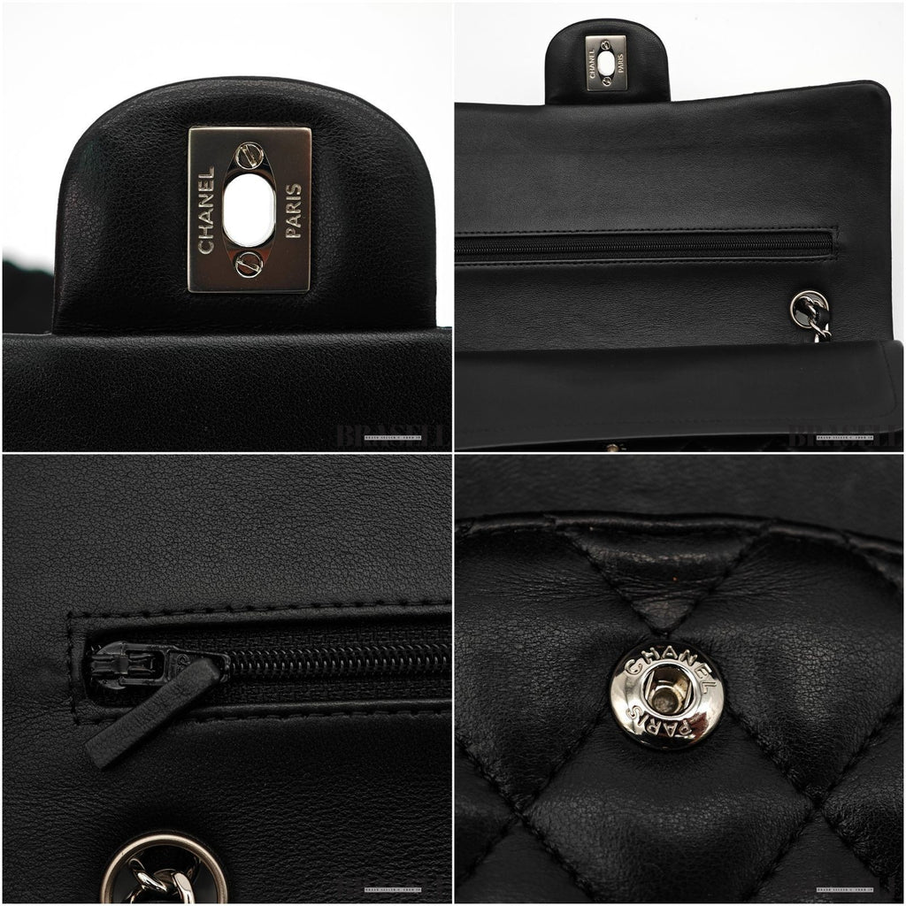 CHANEL Matelasse Classic Flap 25 A01112 Black Shoulder Bag w/ Dust Bag Card