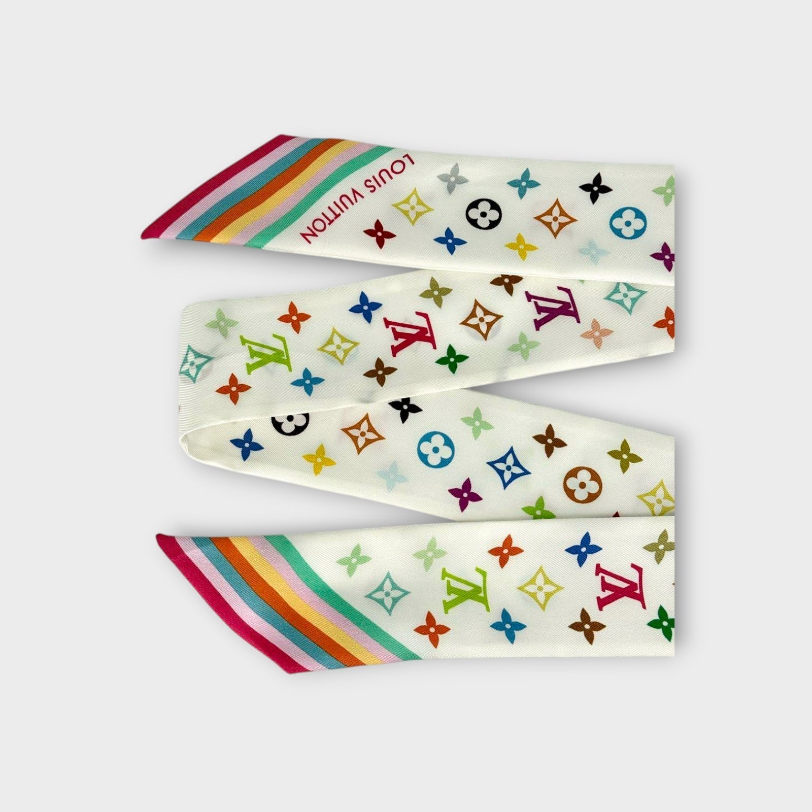 Louis Vuitton Takashi Murakami Bandeau BB Multicolor Monogram LV TM Silk Scarf
