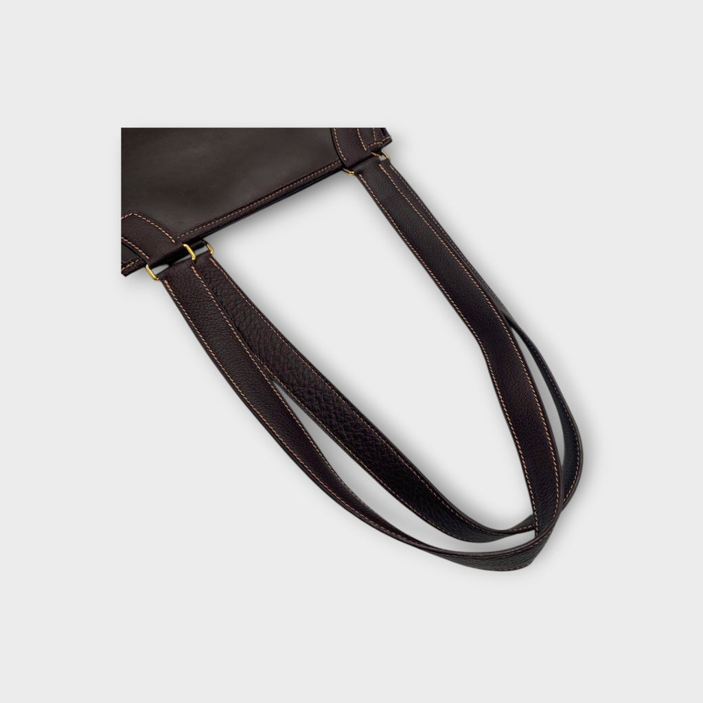 Hermès Jardinière PM Amazonia Rubber Resin Canvas F Stamp Shoulder Bag Black 【A】