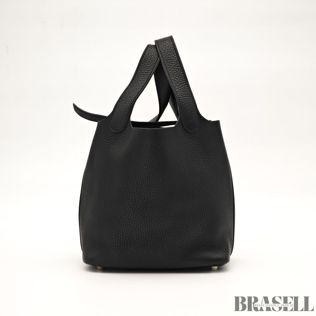 HERMES Picotin Lock 18 PM Taurillon Clemence Handbag Tote Bag Black Dust Bag