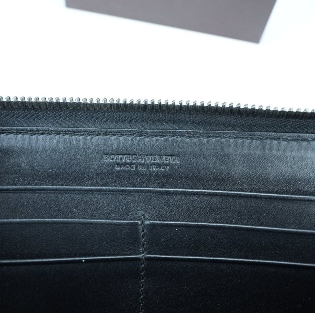 BOTTEGA VENETA Intrecciato Long Wallet Black for Men and Women