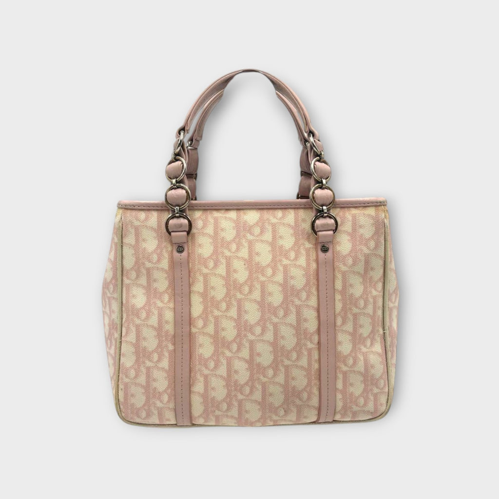 Christian Dior Romantic Trotter Handbag Tote Bag Leather PVC Pink 【B】
