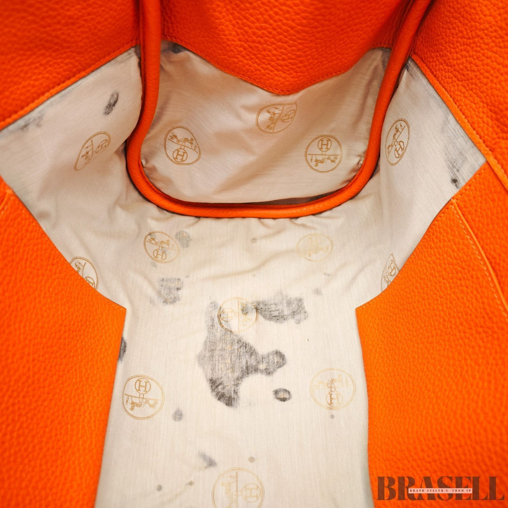 Hermes Atlas 42 Leather Bag Handbag Horizontal Orange Women's Shoulder Bag