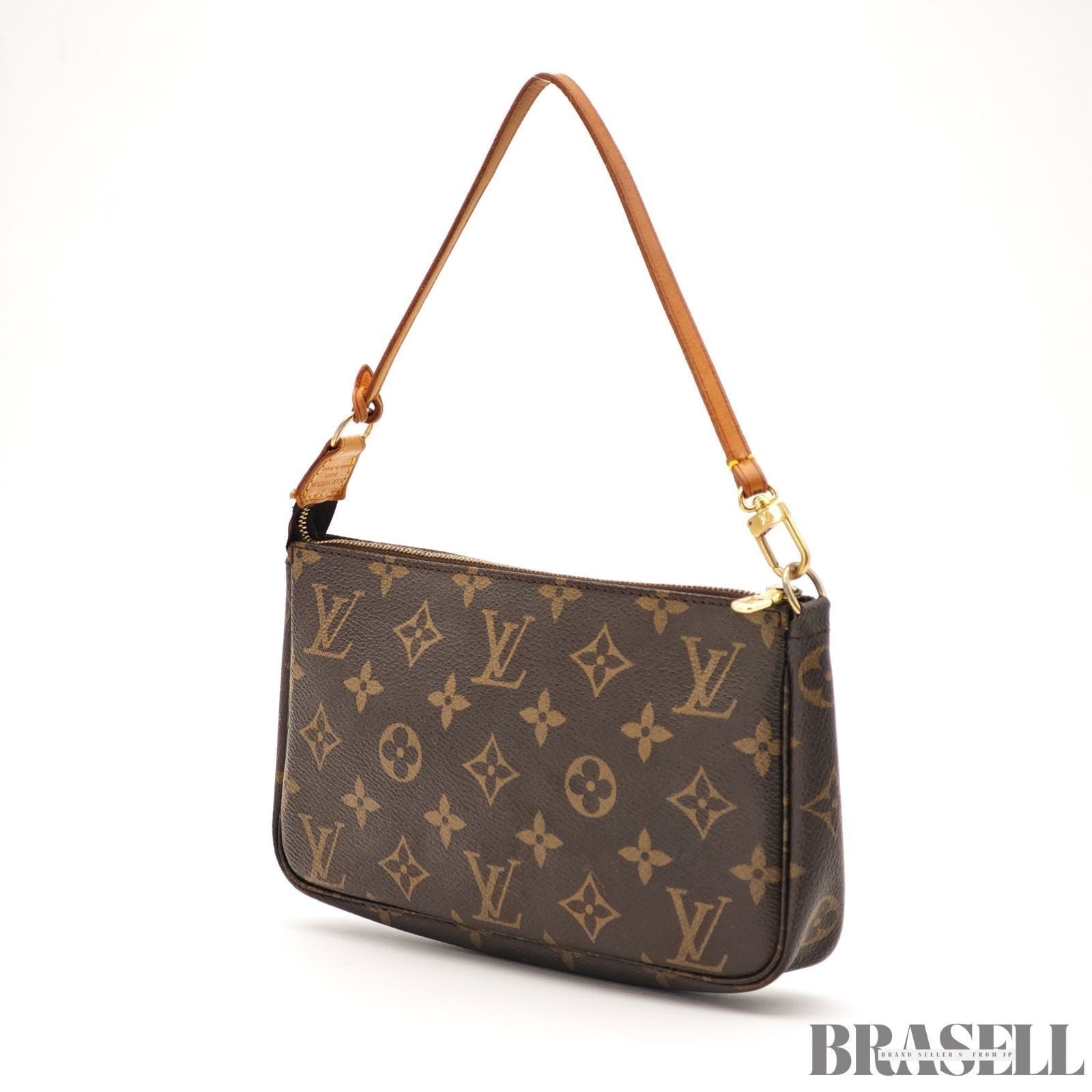 LOUIS VUITTON Pochette Accessoires Hand Bag Monogram Leather Canvas M51980