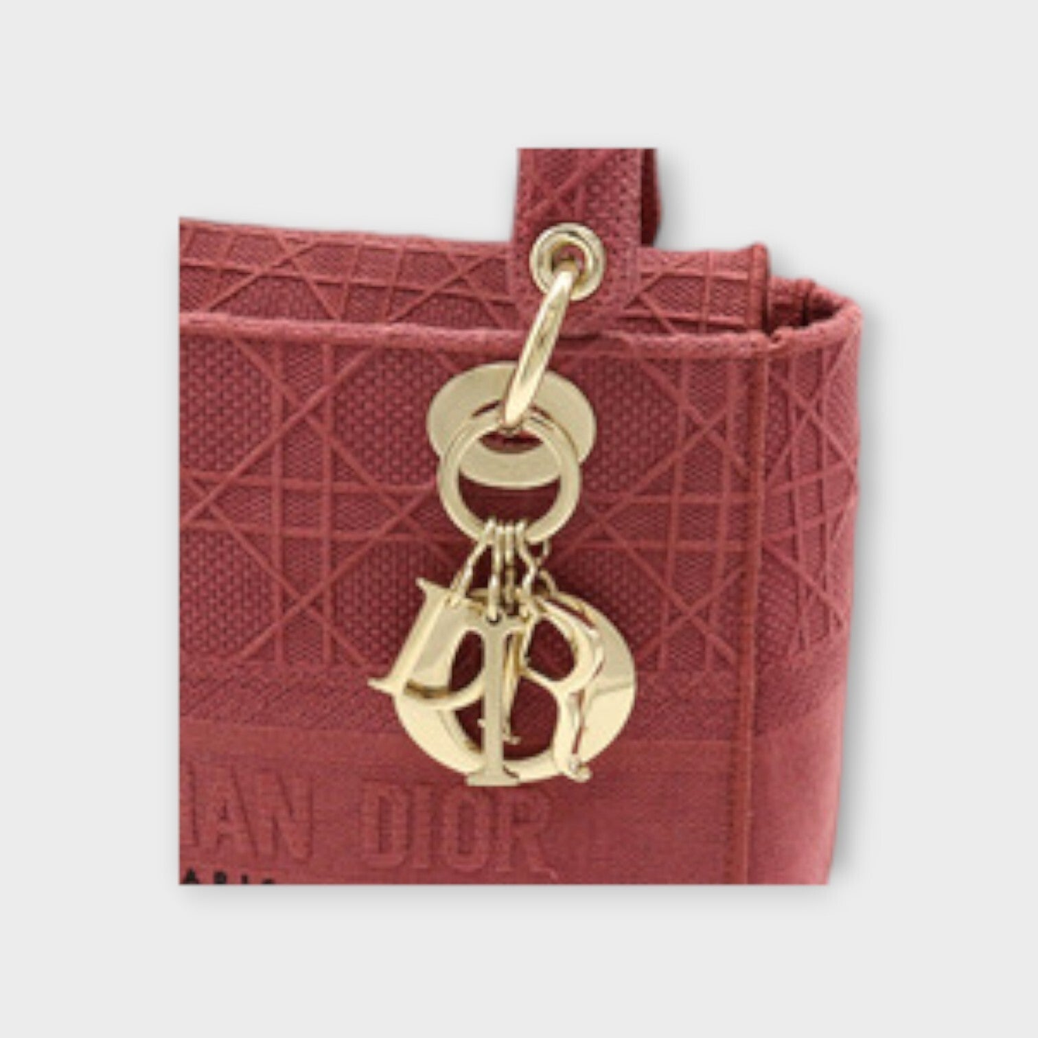 Christian Dior Lady D-Lite Cannage Embroidery Handbag 2Way Canvas Rose 【A】