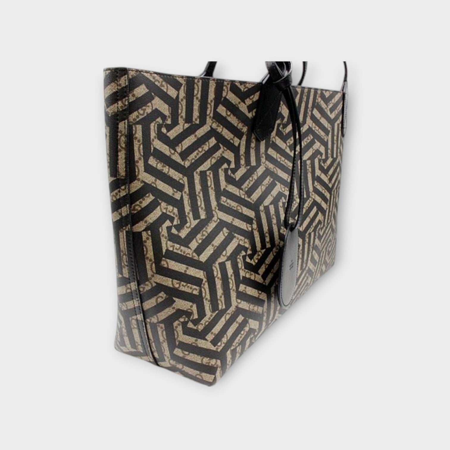 GUCCI GG Kaleido Reversible Tote Bag 368568 Brown Black PVC Leather【B】