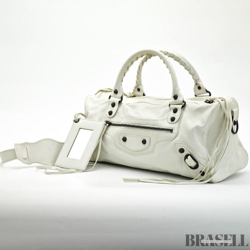 Balenciaga The First 103208 213048 Bag Handbag Cylinder Horizontal Ivory